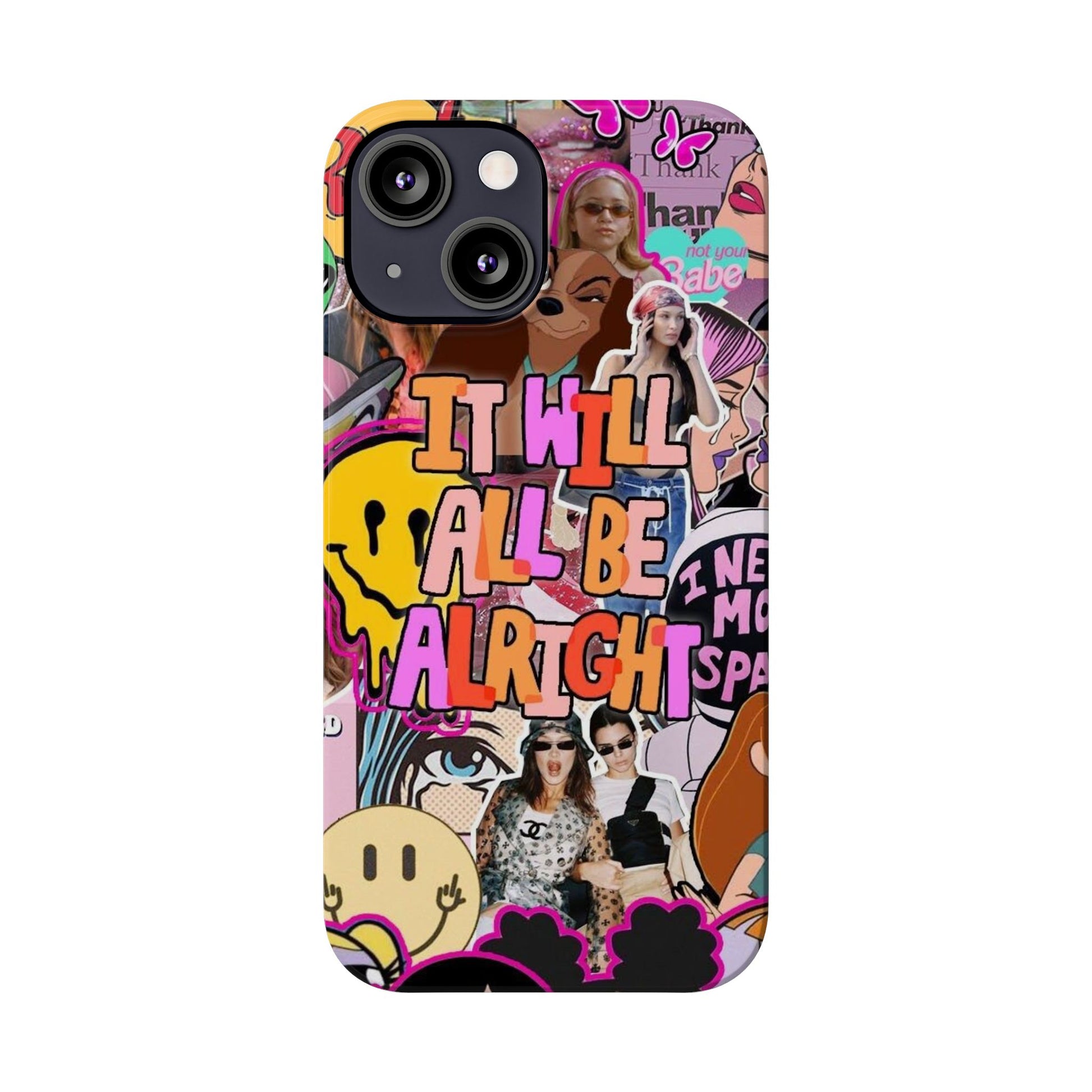 Vibrant Slim Phone Case - 'It Will All Be Alright' Collage Design