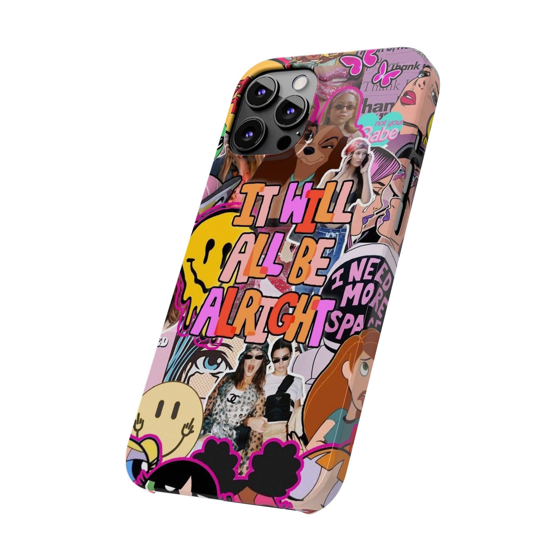 Vibrant Slim Phone Case - 'It Will All Be Alright' Collage Design