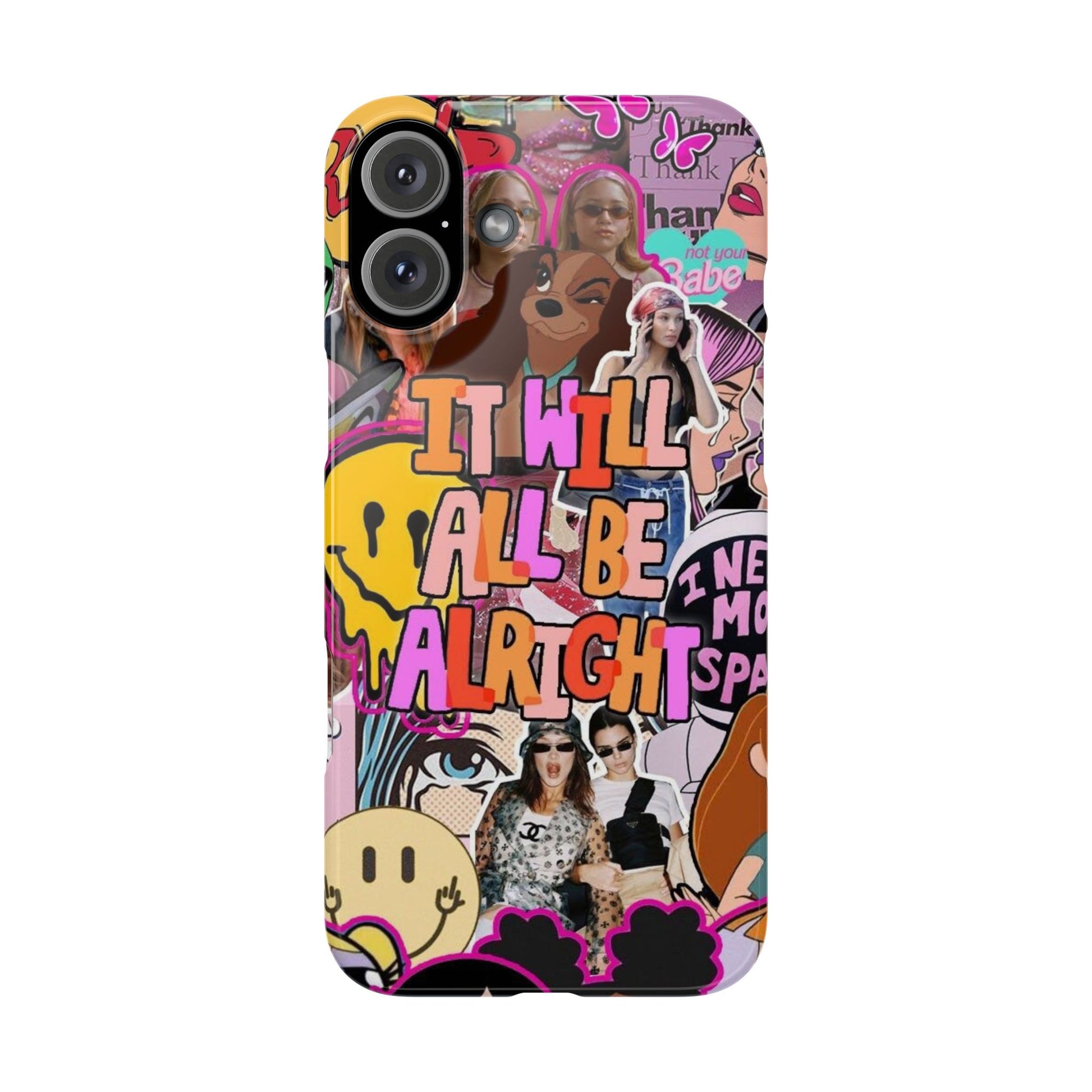 Vibrant Slim Phone Case - 'It Will All Be Alright' Collage Design