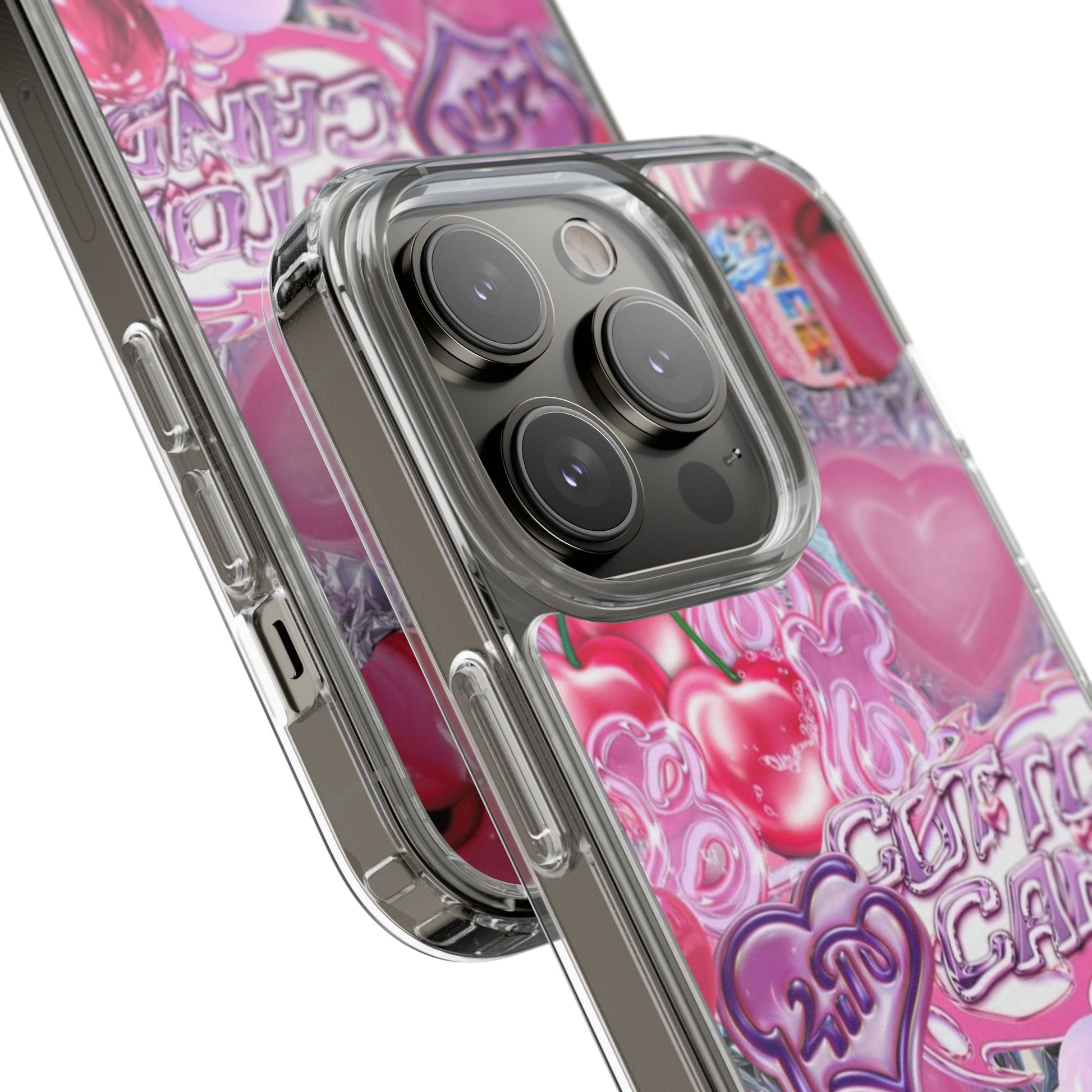 Juicy Candy Clear Phone Cases - Cute Cherry Heart Design for Sweet Lovers