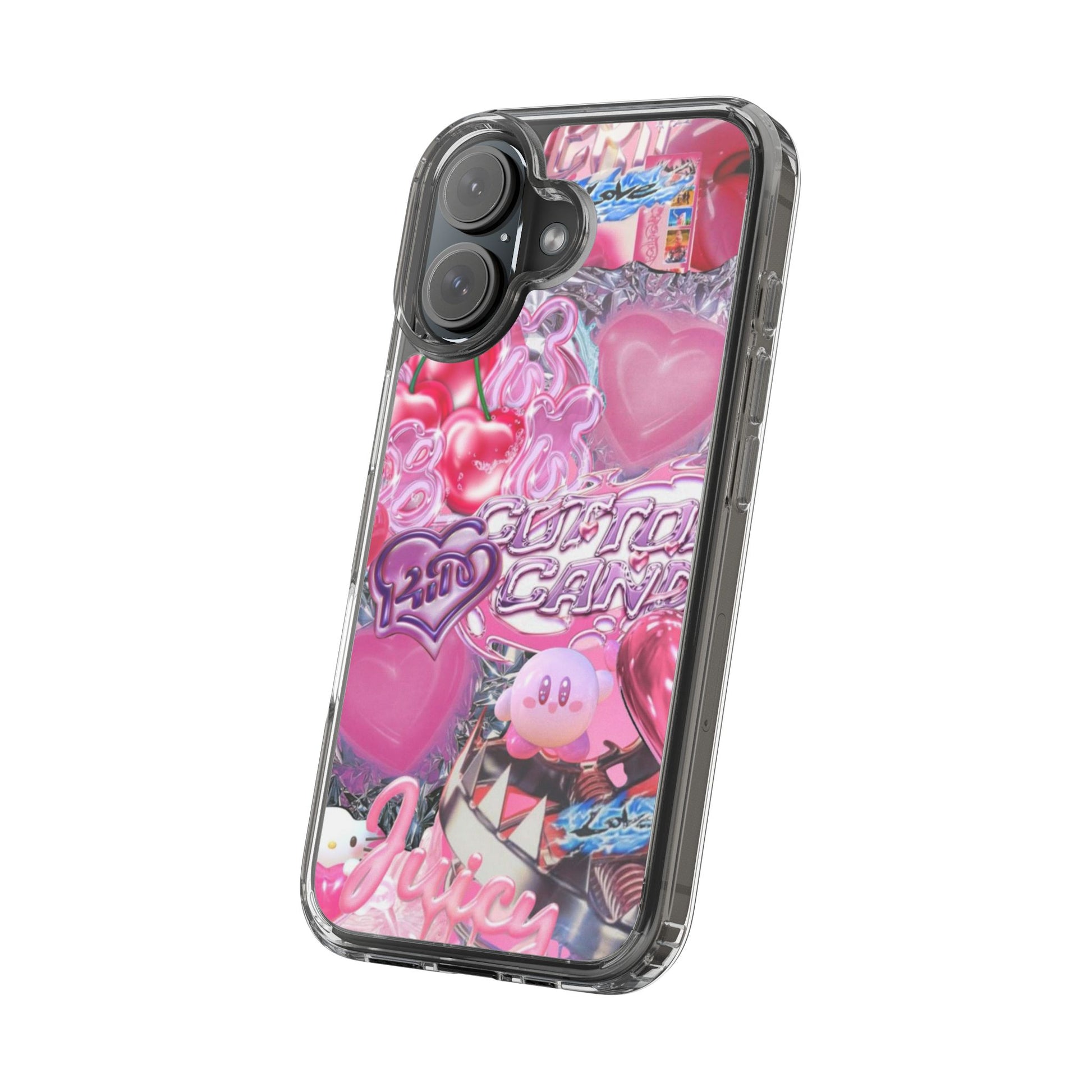 Juicy Candy Clear Phone Cases - Cute Cherry Heart Design for Sweet Lovers