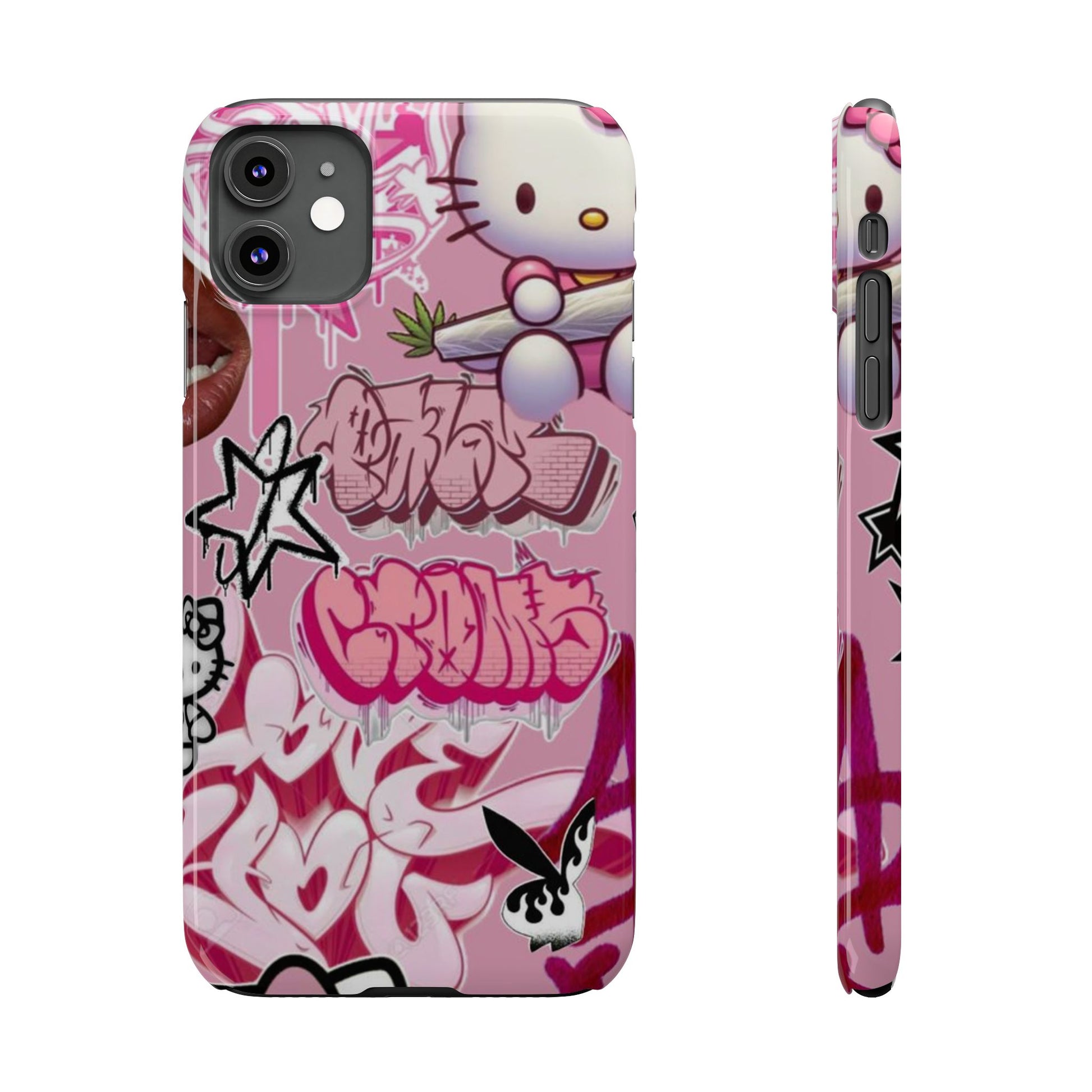 Trendy Hello Kitty Slim Phone Case - Graffiti Style, Cute and Stylish