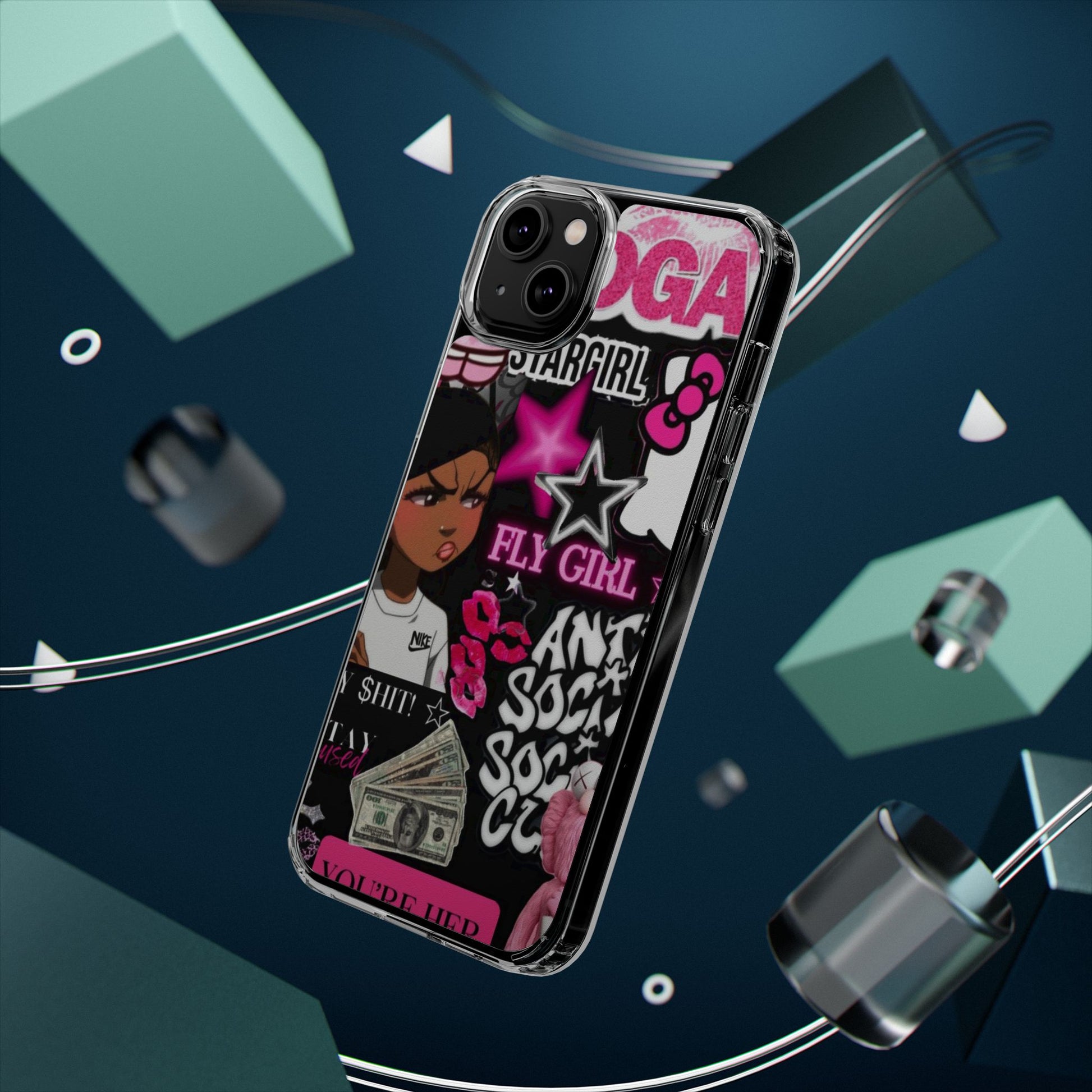 Trendy Clear Phone Case - Bold & Playful Design for Style Lovers
