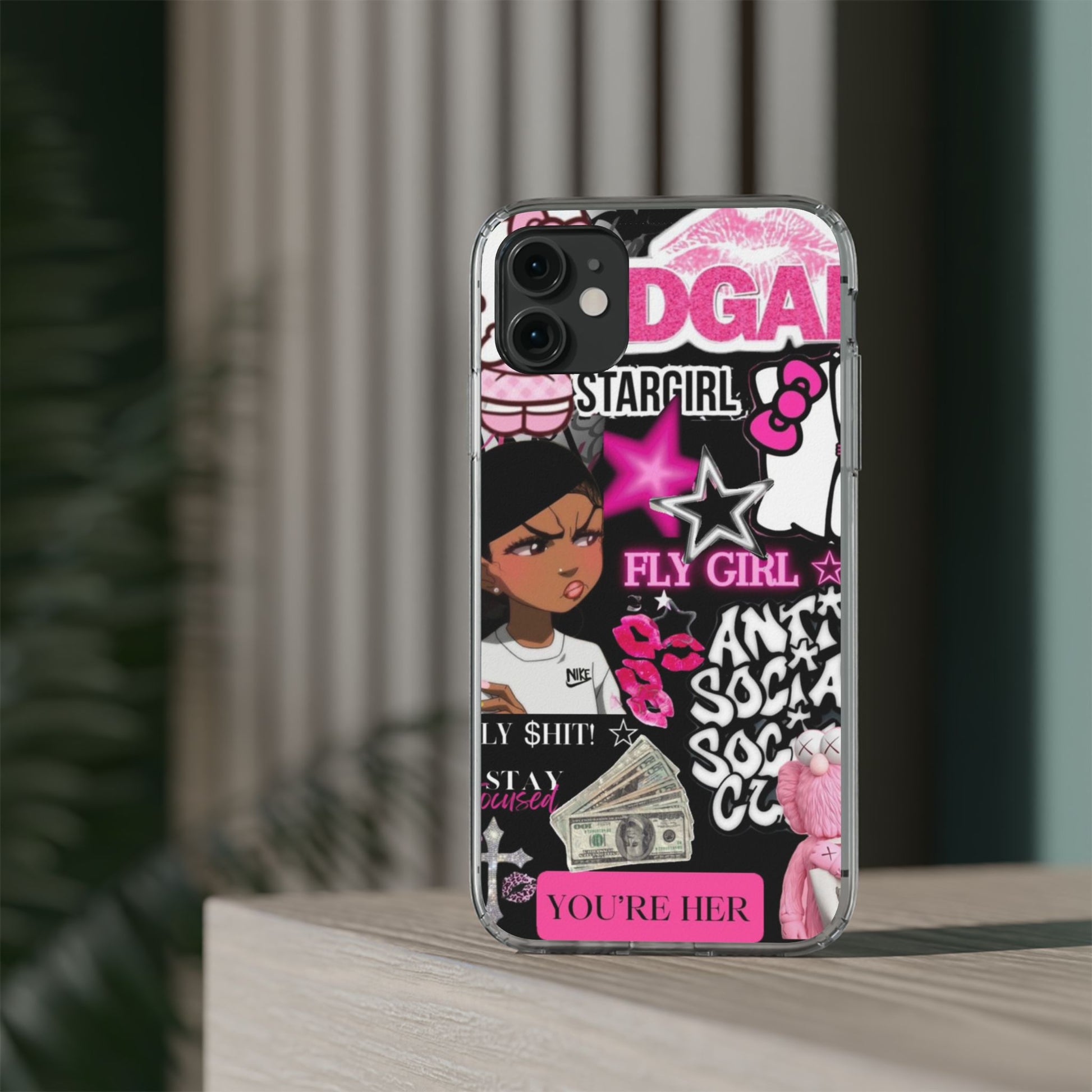 Trendy Clear Phone Case - Bold & Playful Design for Style Lovers