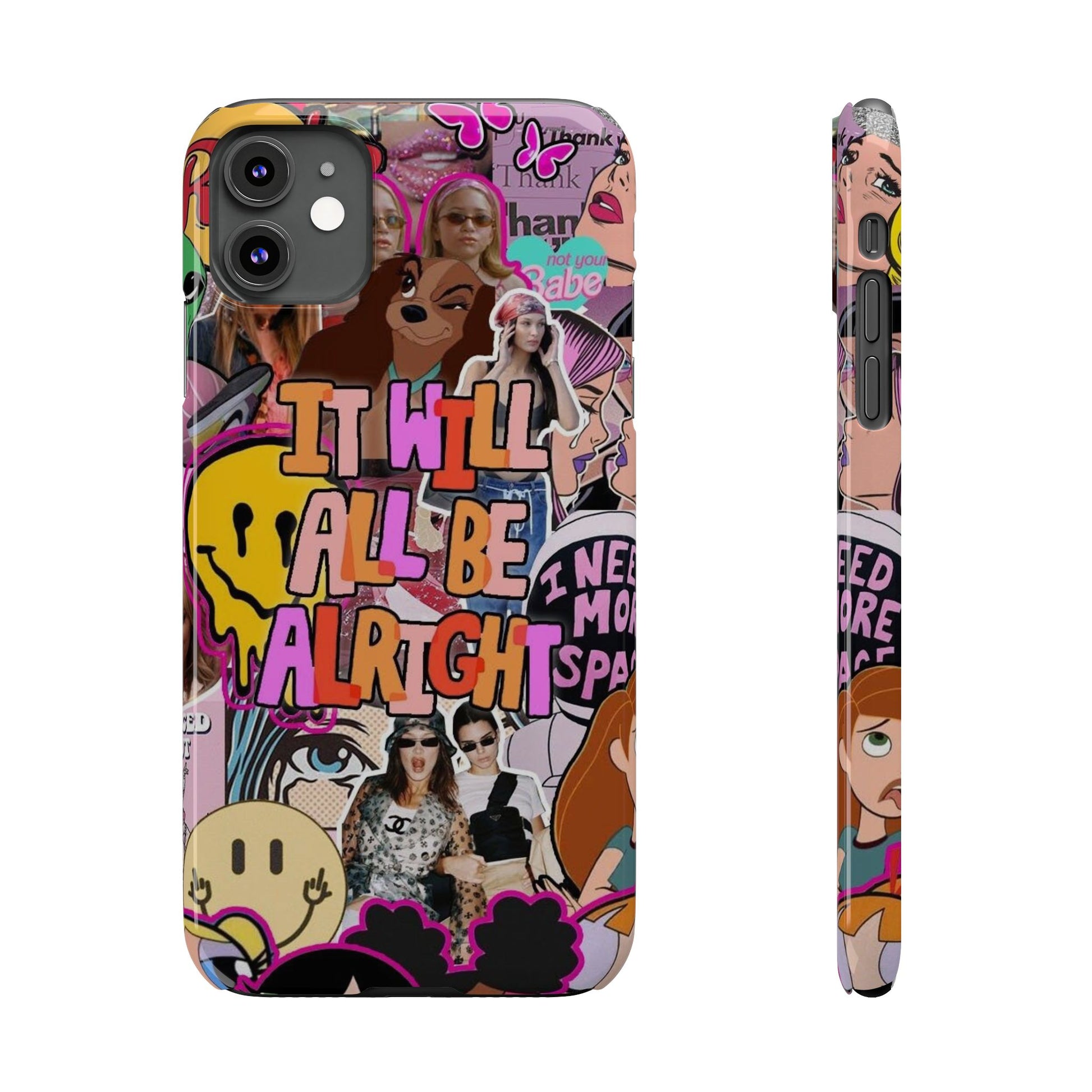 Vibrant Slim Phone Case - 'It Will All Be Alright' Collage Design