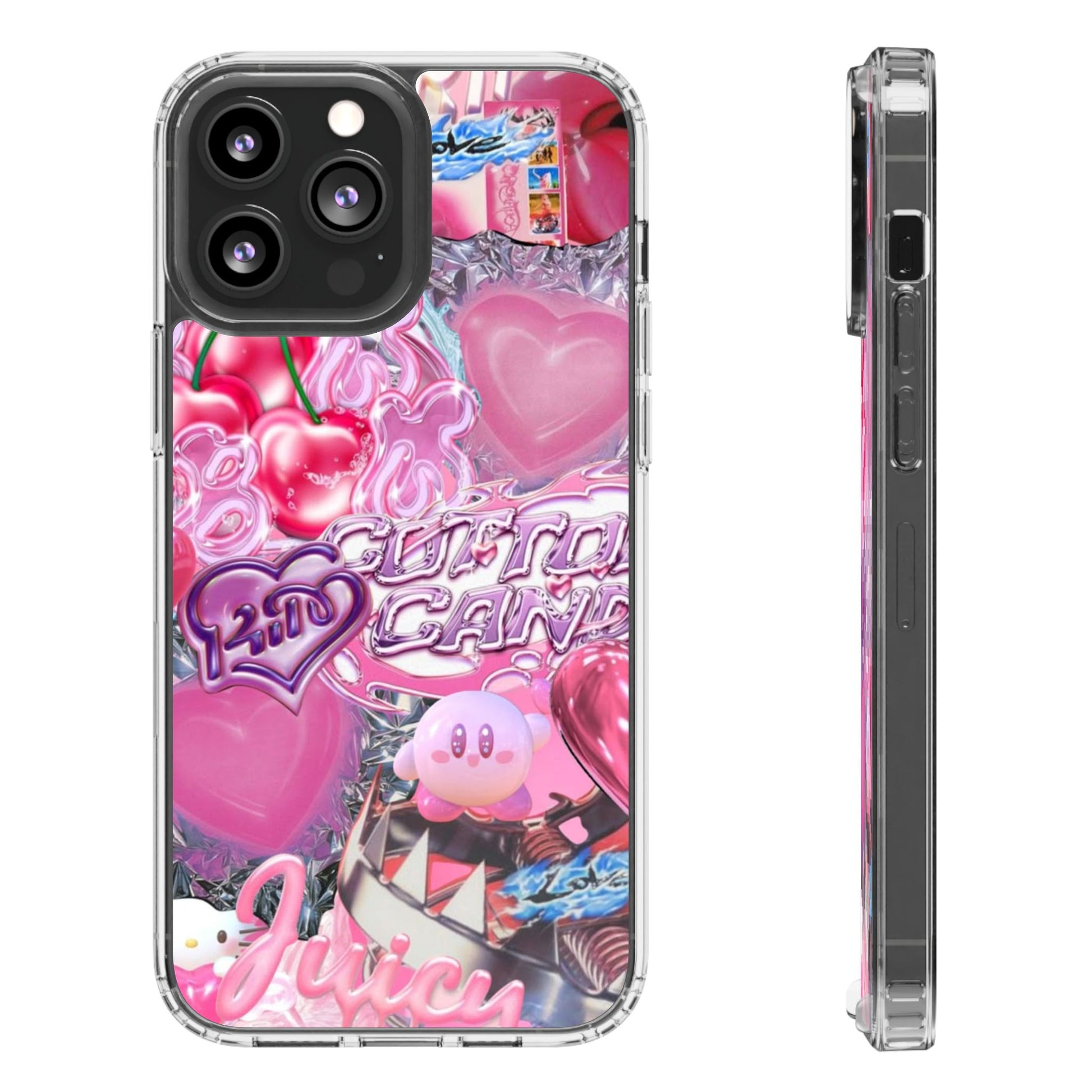 Juicy Candy Clear Phone Cases - Cute Cherry Heart Design for Sweet Lovers