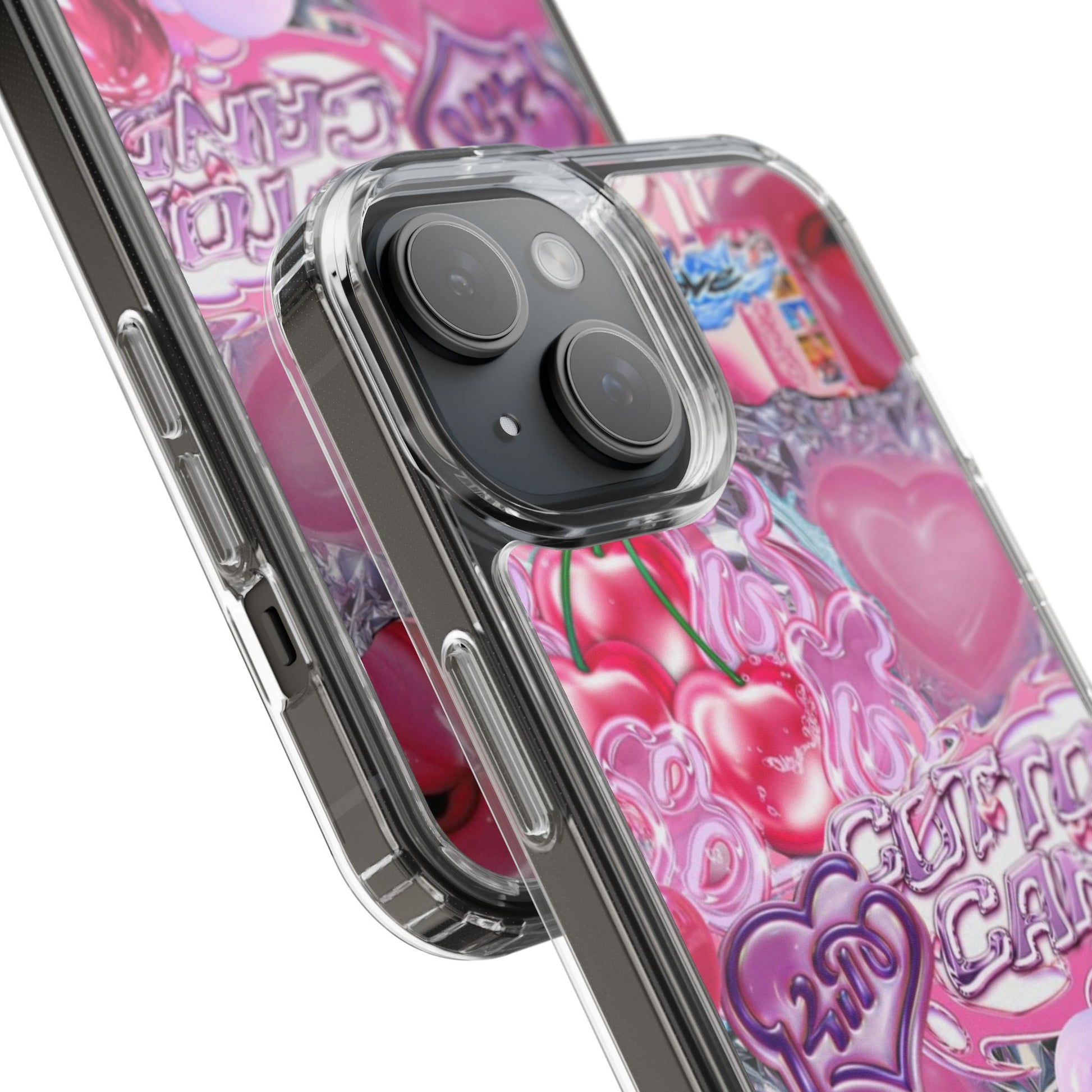 Juicy Candy Clear Phone Cases - Cute Cherry Heart Design for Sweet Lovers