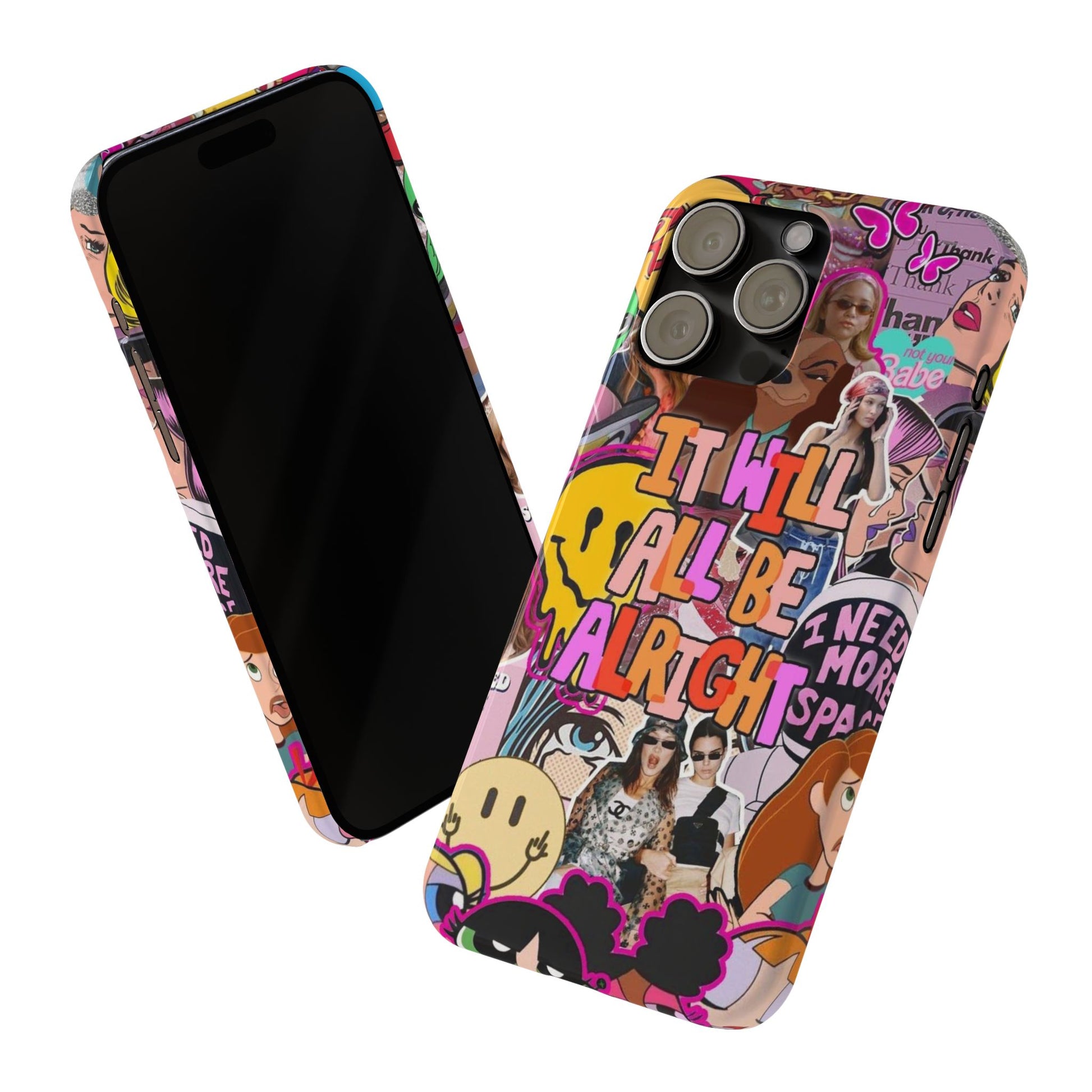 Vibrant Slim Phone Case - 'It Will All Be Alright' Collage Design
