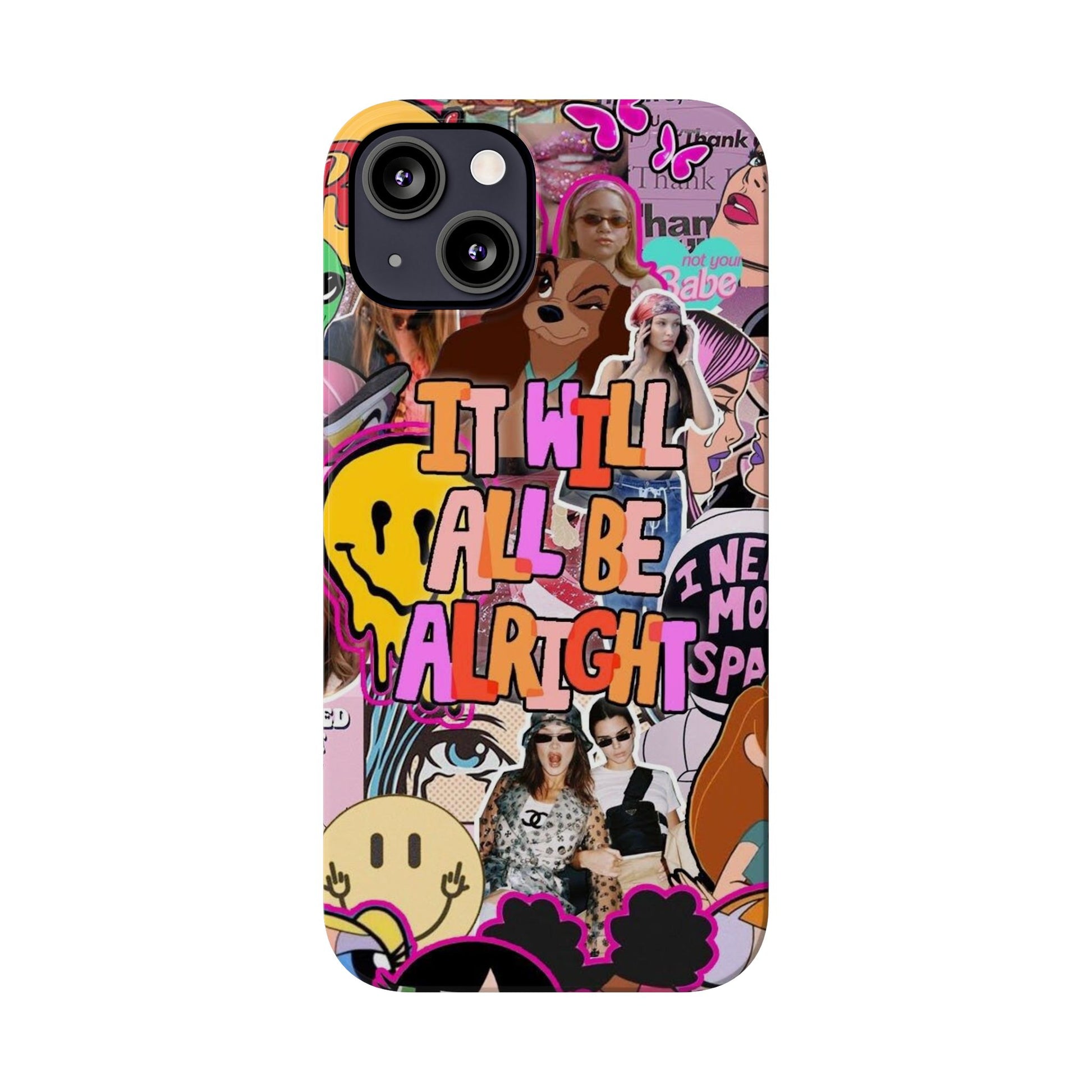Vibrant Slim Phone Case - 'It Will All Be Alright' Collage Design