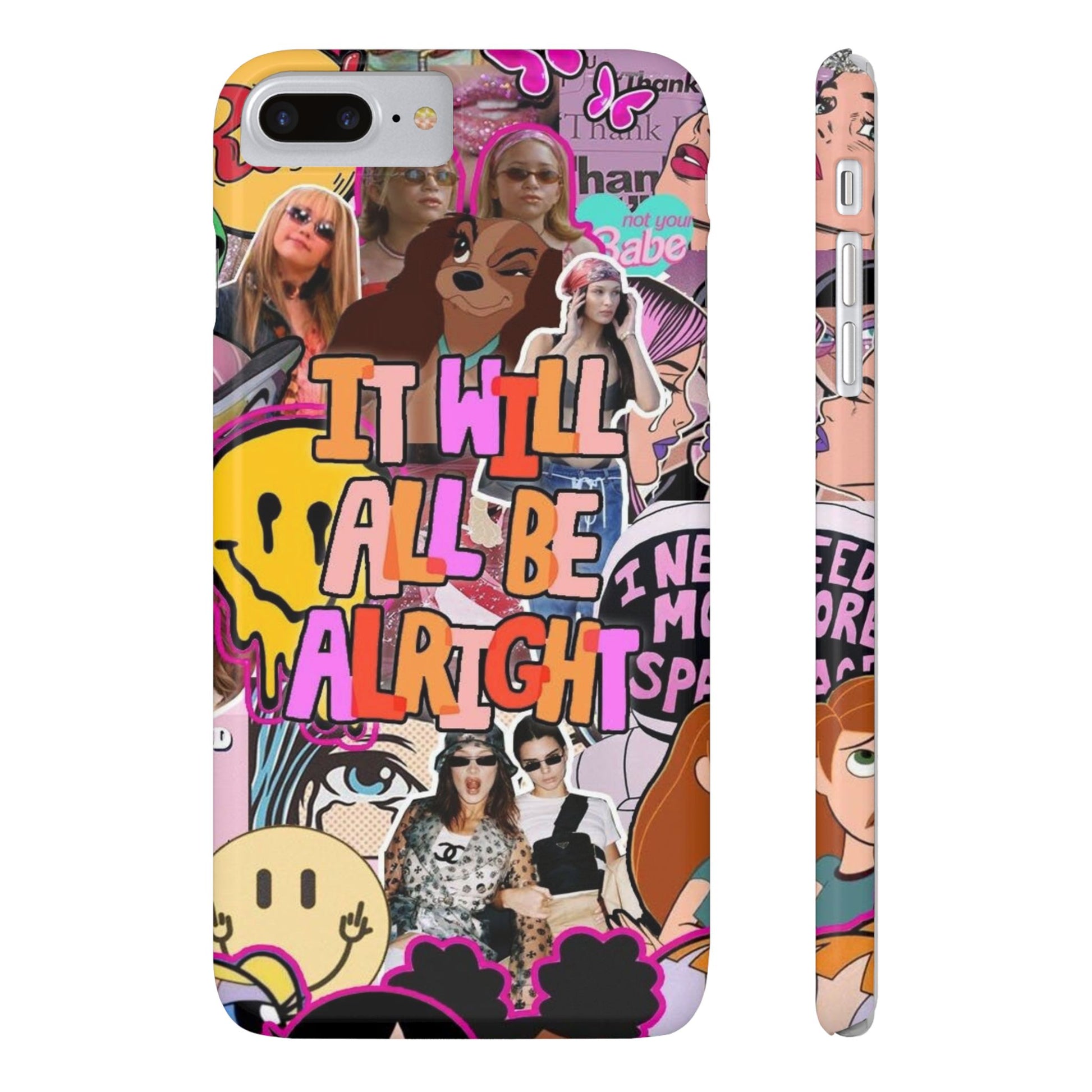 Vibrant Slim Phone Case - 'It Will All Be Alright' Collage Design