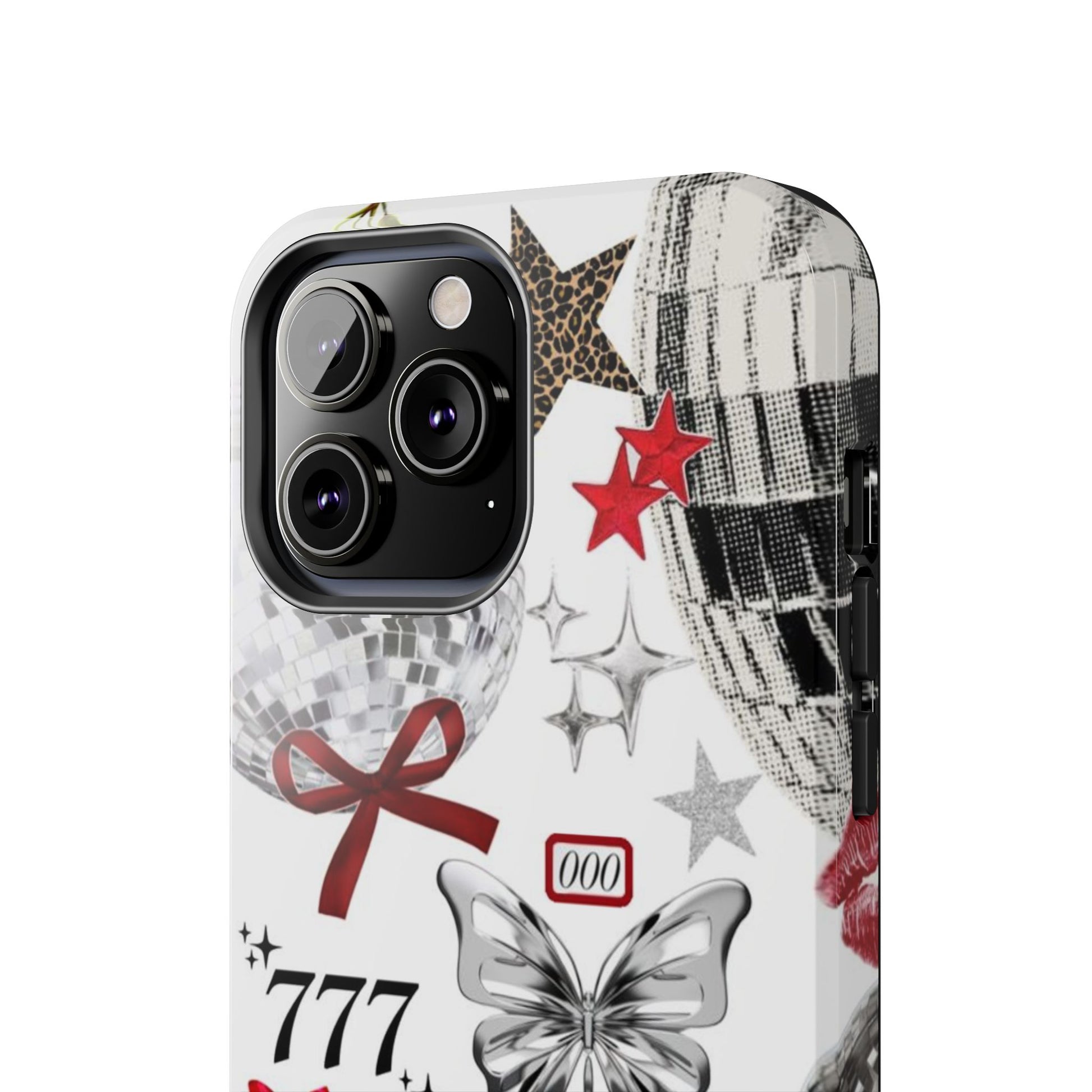 Glamorous Tough Phone Case with Disco Theme and Cherry Accents
