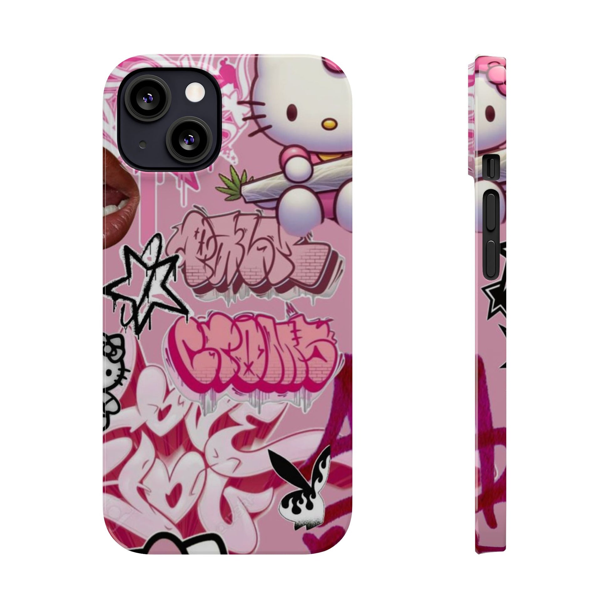 Trendy Hello Kitty Slim Phone Case - Graffiti Style, Cute and Stylish
