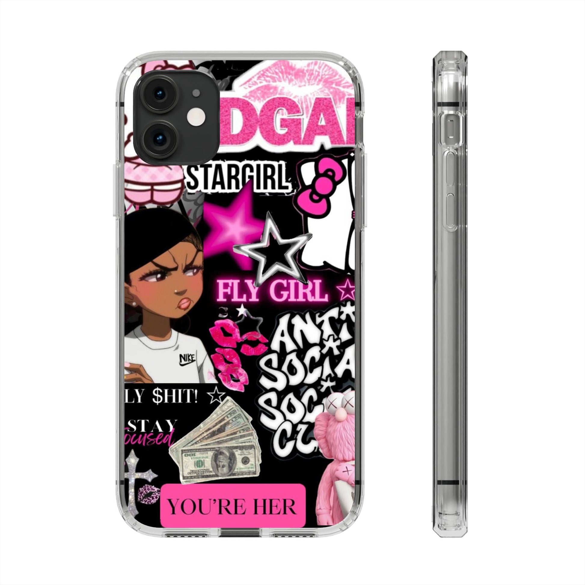 Trendy Clear Phone Case - Bold & Playful Design for Style Lovers