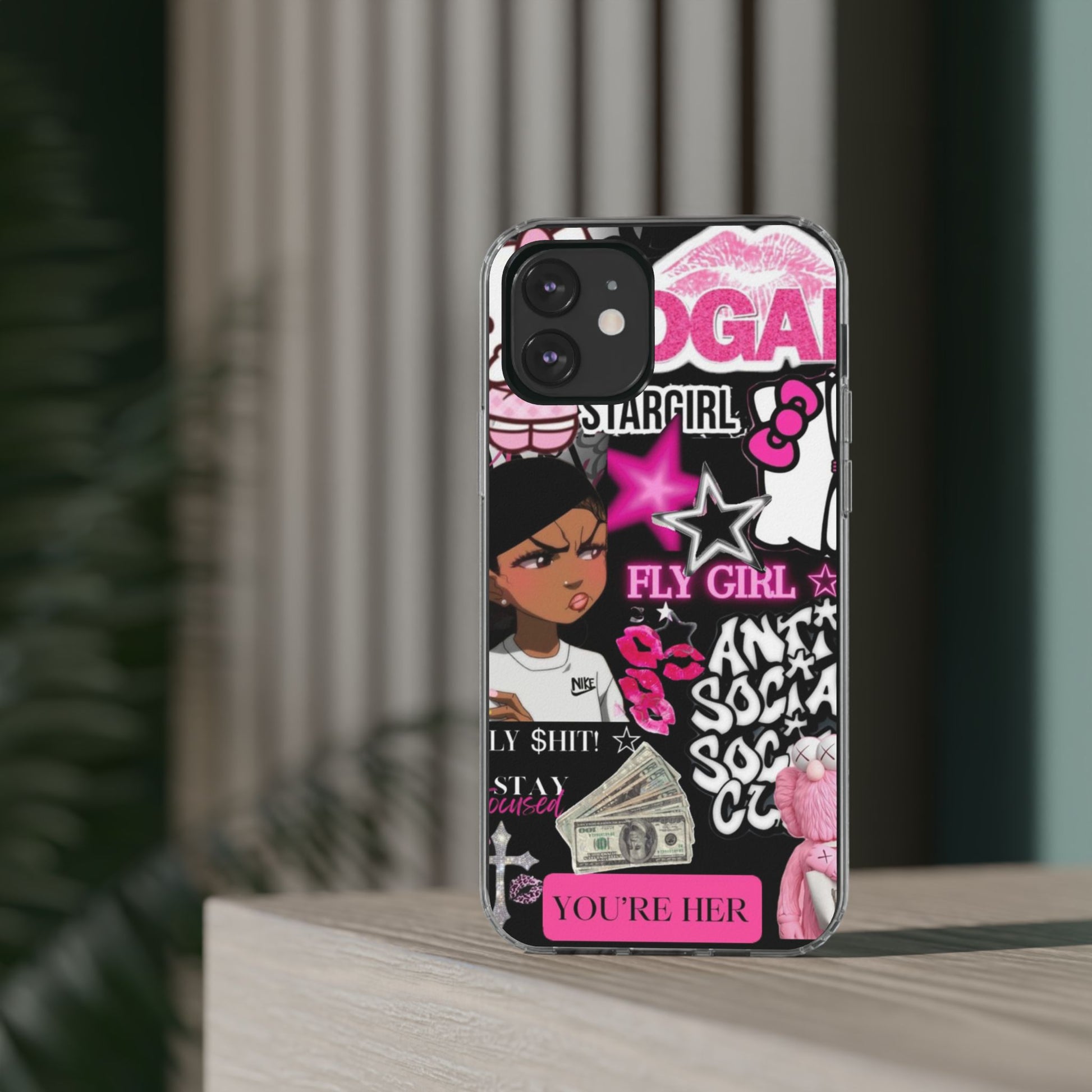 Trendy Clear Phone Case - Bold & Playful Design for Style Lovers