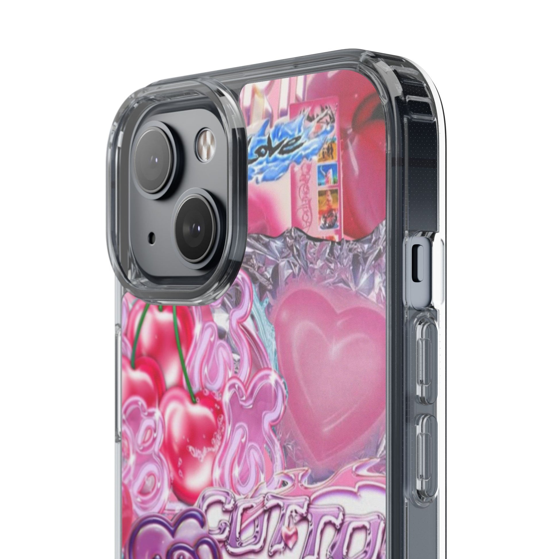 Juicy Candy Clear Phone Cases - Cute Cherry Heart Design for Sweet Lovers