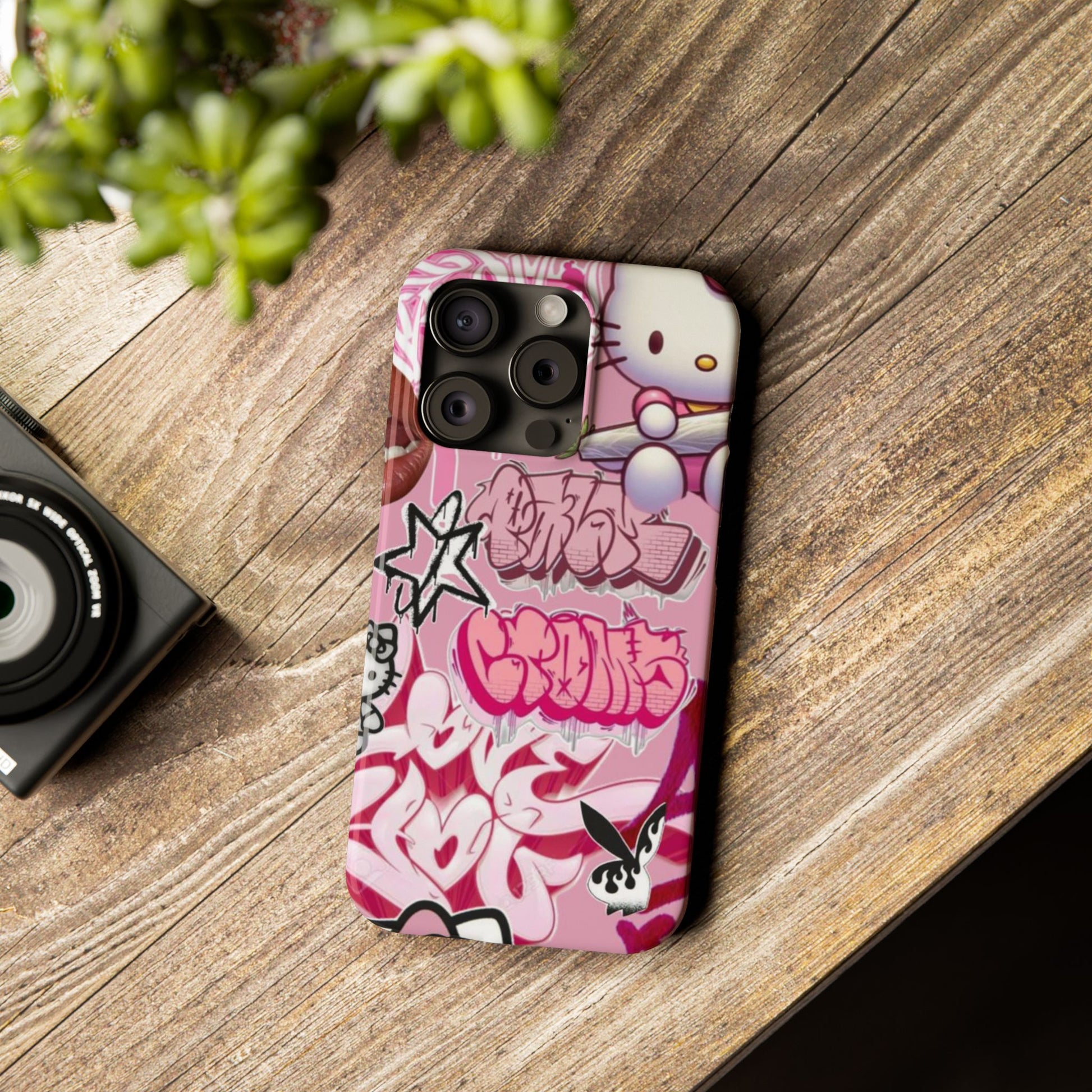 Trendy Hello Kitty Slim Phone Case - Graffiti Style, Cute and Stylish