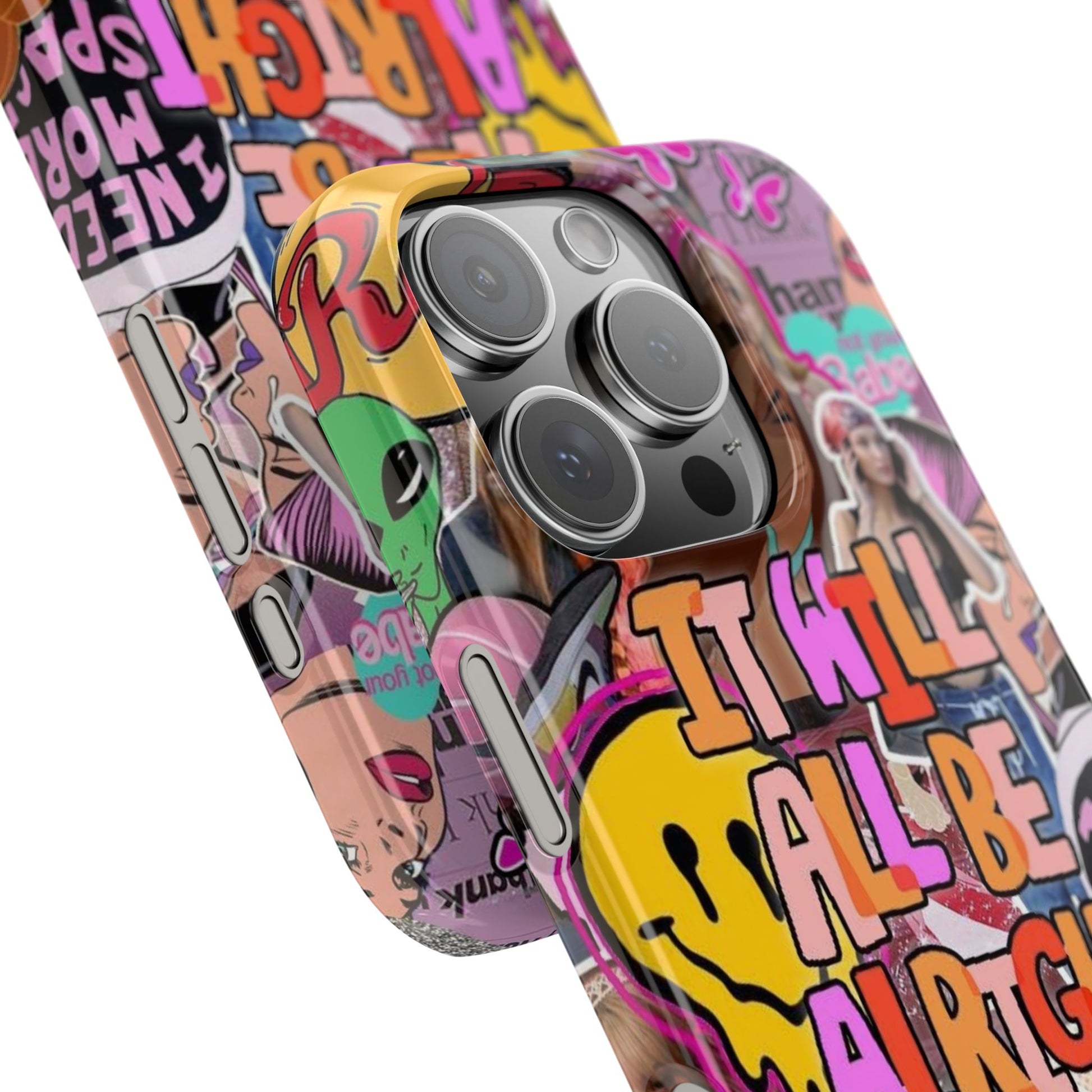 Vibrant Slim Phone Case - 'It Will All Be Alright' Collage Design