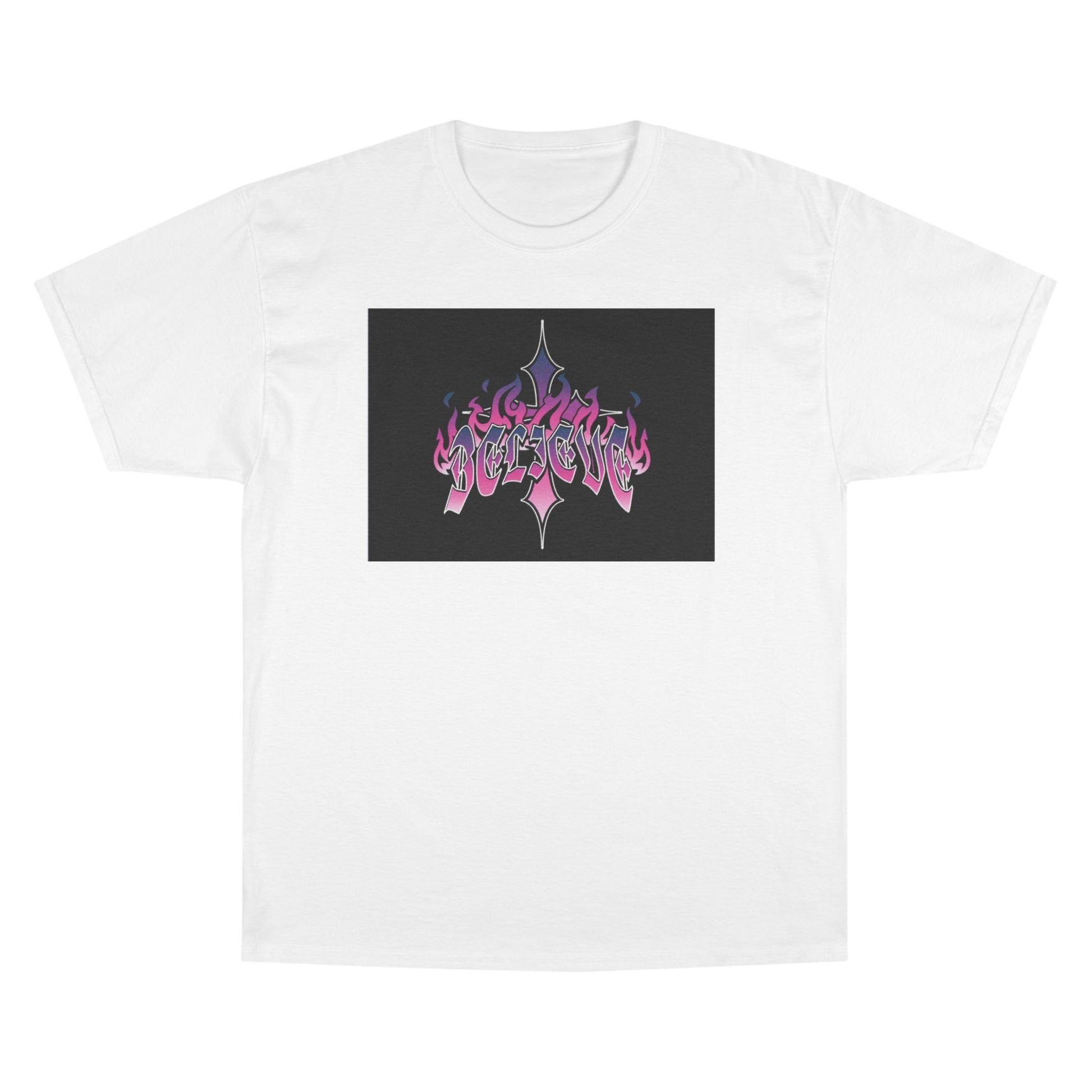 Champion Graphic Tee - Edgy Flame Design, Perfect for Streetwear Lovers