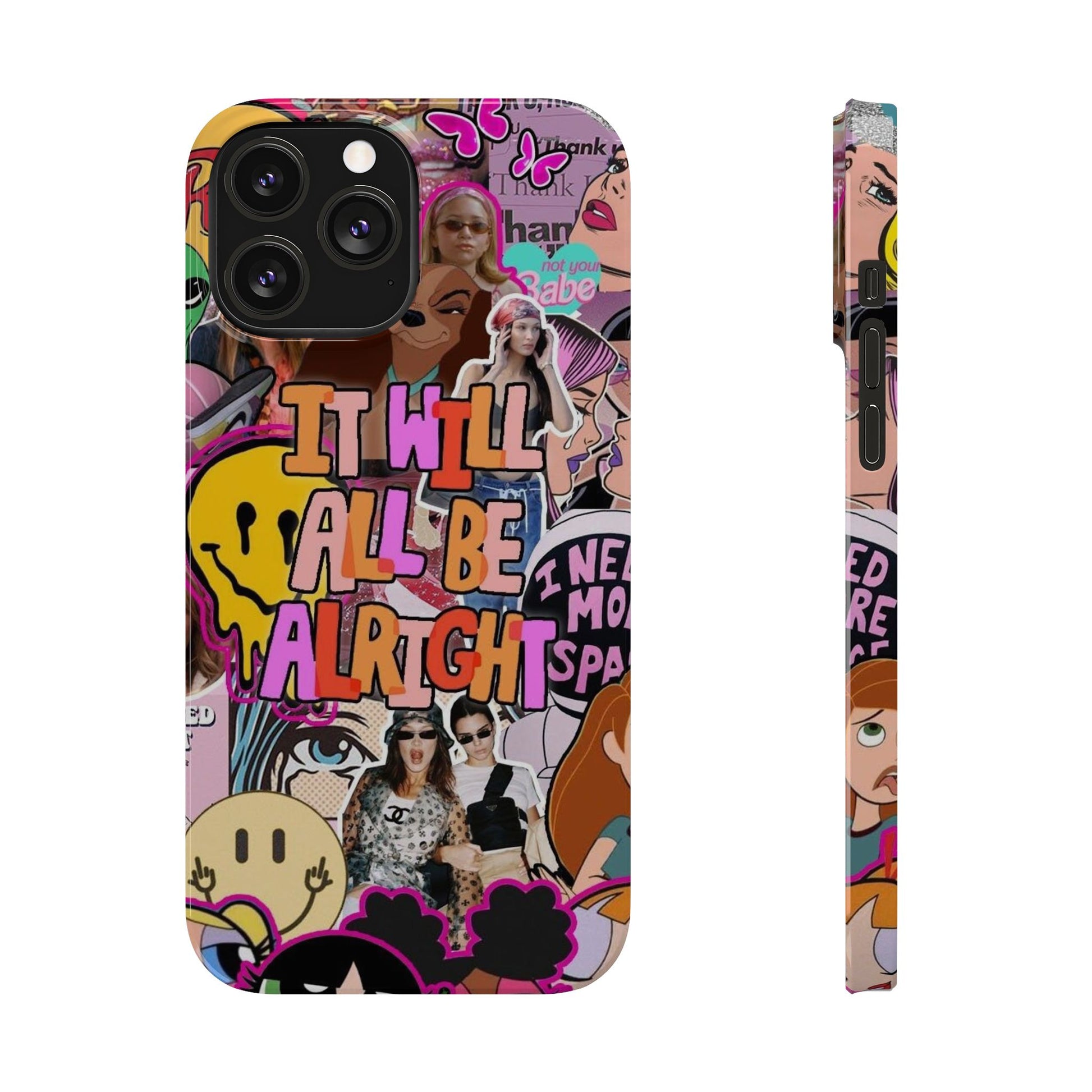 Vibrant Slim Phone Case - 'It Will All Be Alright' Collage Design