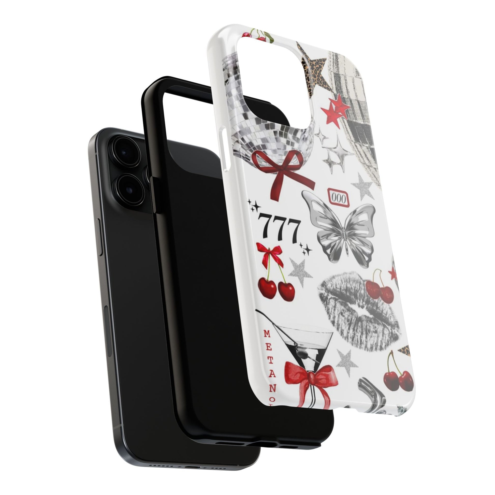 Glamorous Tough Phone Case with Disco Theme and Cherry Accents
