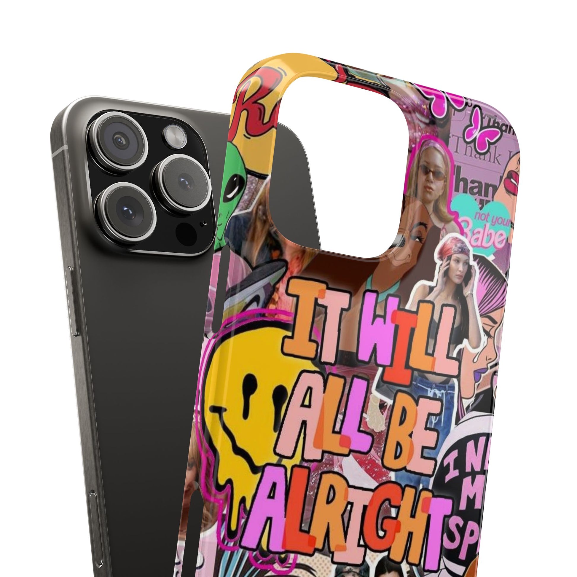 Vibrant Slim Phone Case - 'It Will All Be Alright' Collage Design