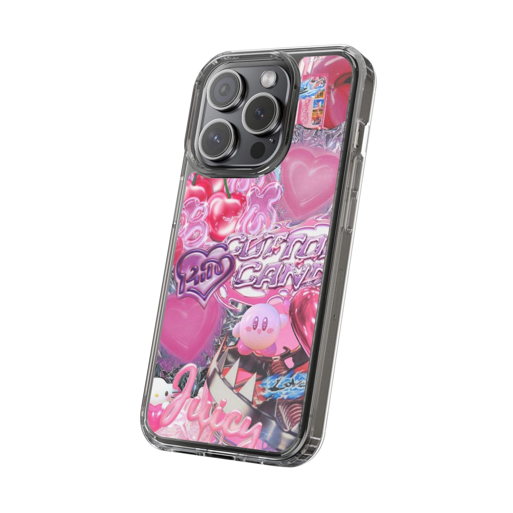 Juicy Candy Clear Phone Cases - Cute Cherry Heart Design for Sweet Lovers