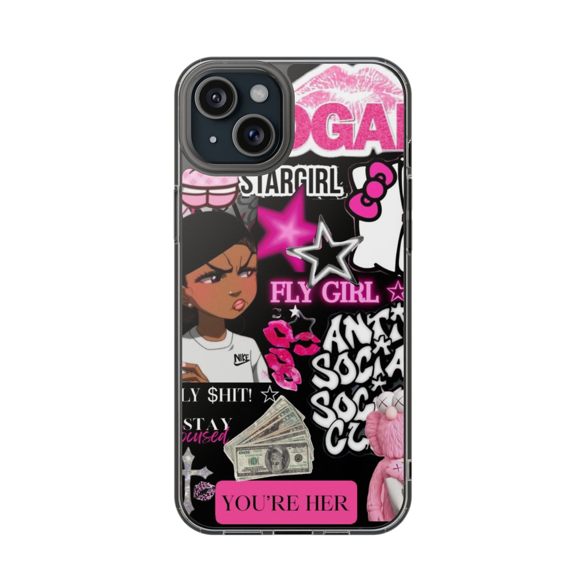 Trendy Clear Phone Case - Bold & Playful Design for Style Lovers