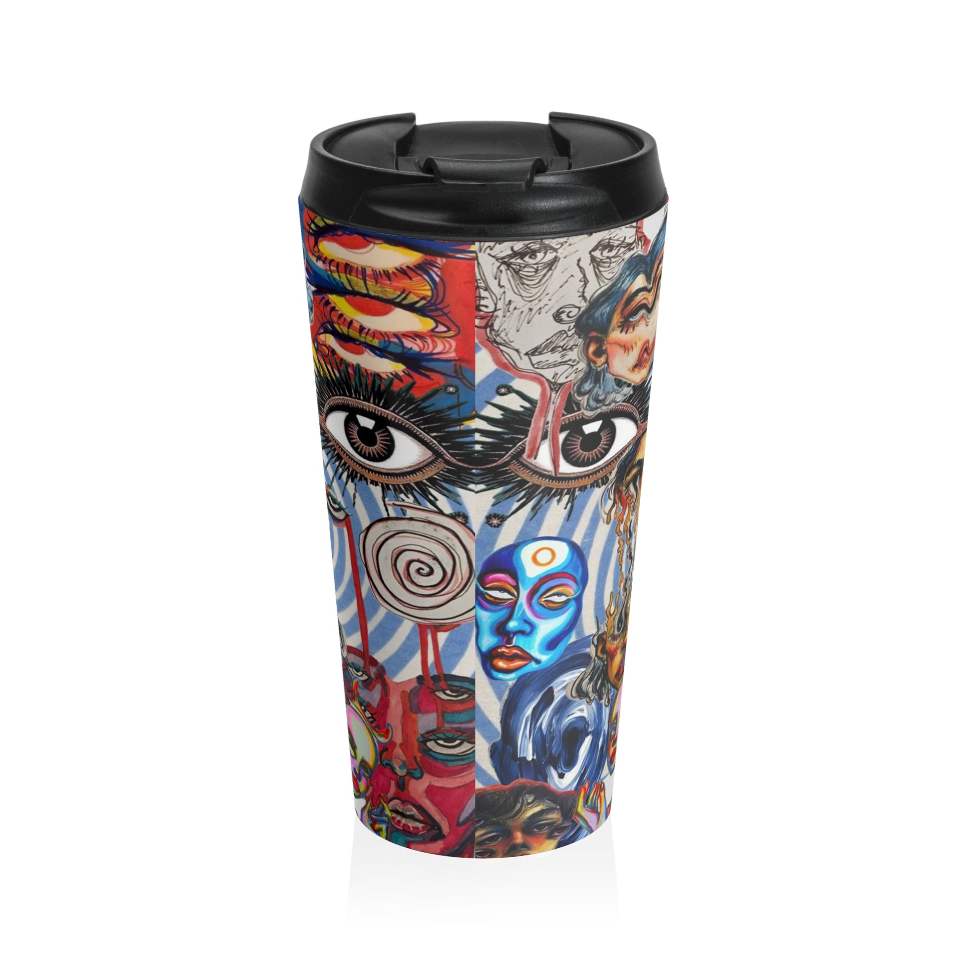 Artistic Stainless Steel Travel Mug - Colorful Designs for Creative Souls