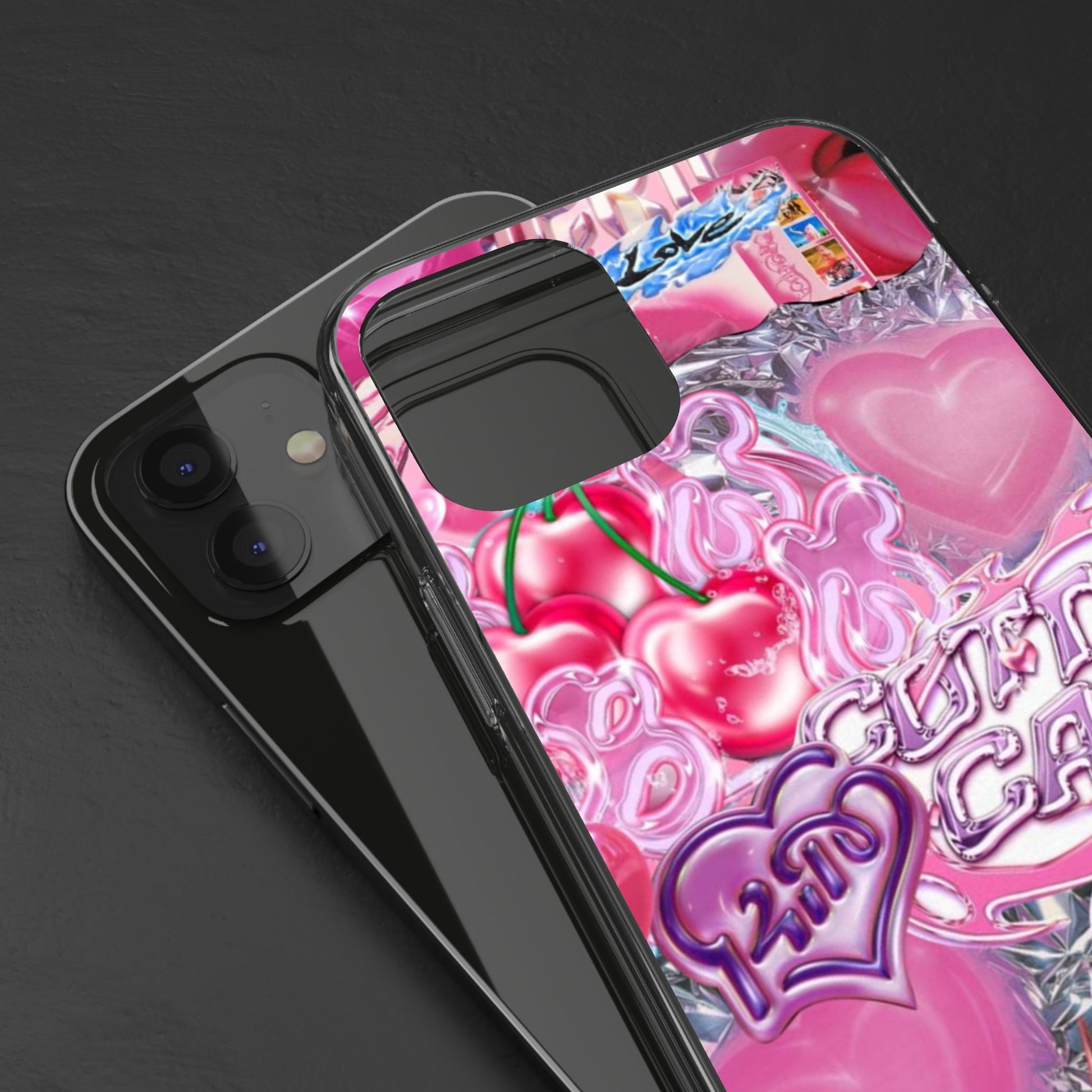 Juicy Candy Clear Phone Cases - Cute Cherry Heart Design for Sweet Lovers