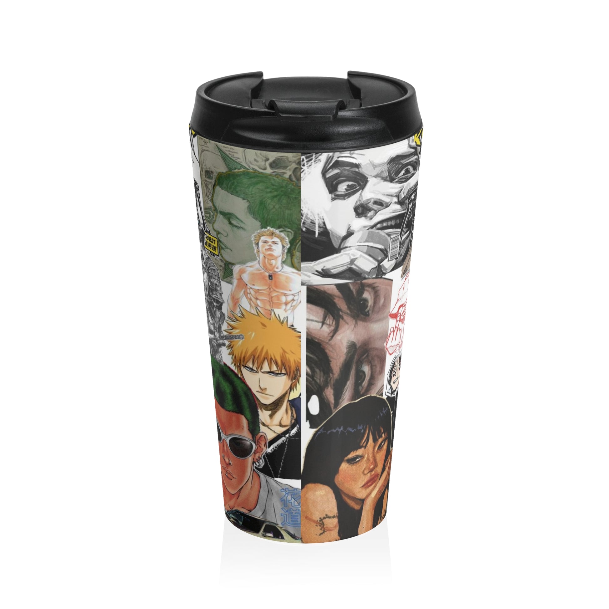 Anime-Inspired Stainless Steel Travel Mug | Cool Collage Design for Fans