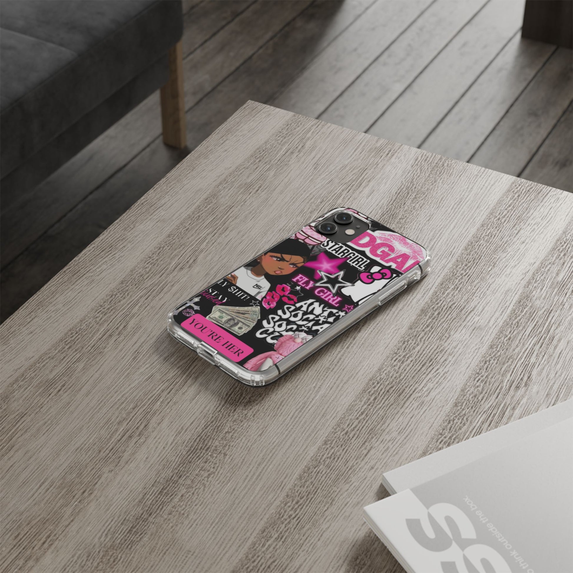 Trendy Clear Phone Case - Bold & Playful Design for Style Lovers