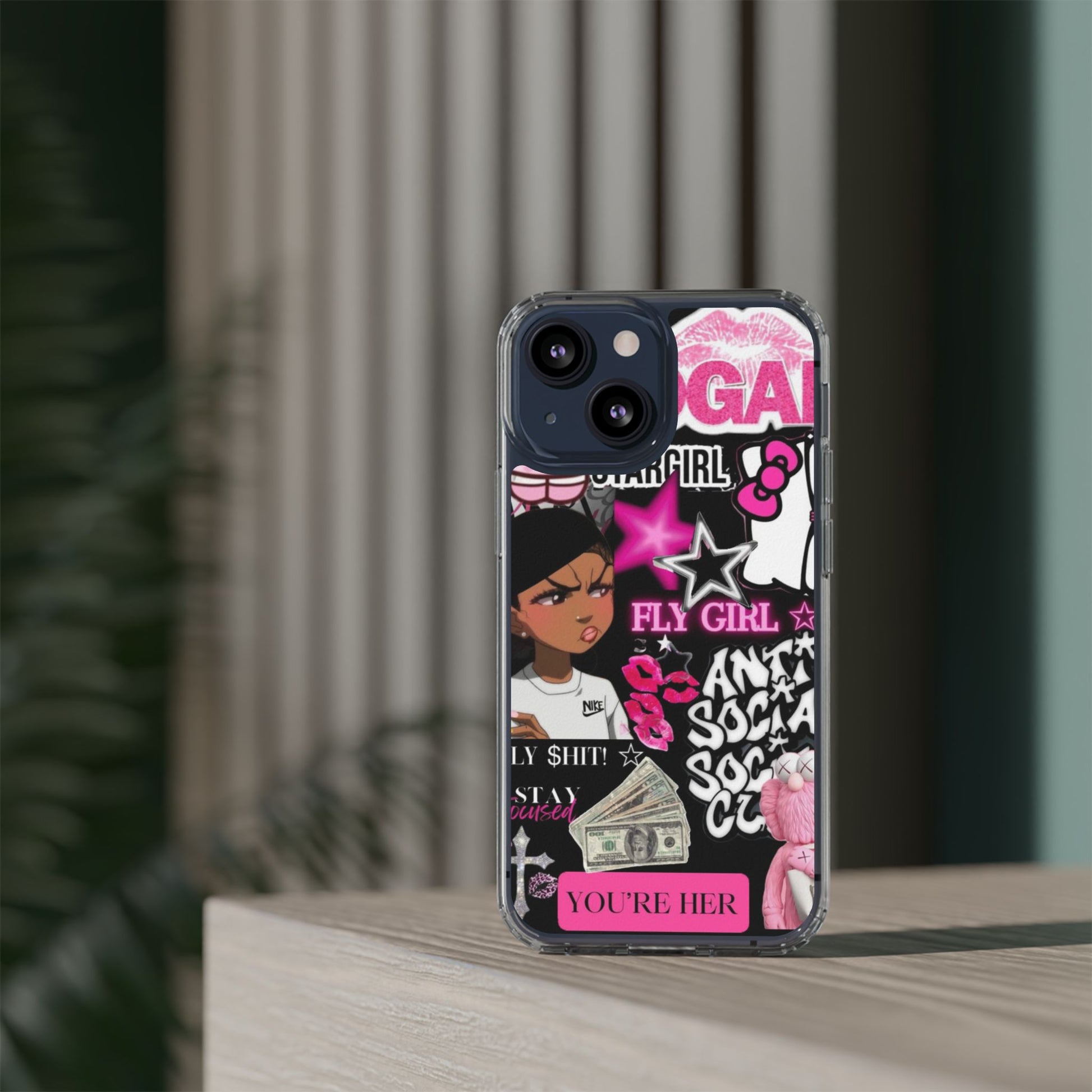 Trendy Clear Phone Case - Bold & Playful Design for Style Lovers