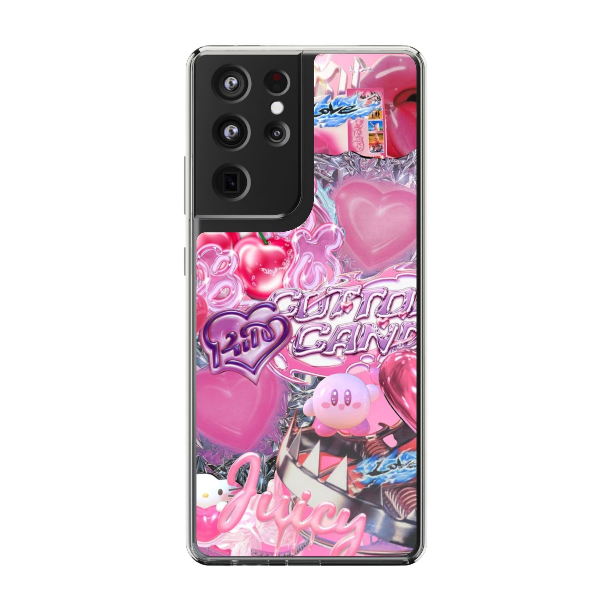Juicy Candy Clear Phone Cases - Cute Cherry Heart Design for Sweet Lovers