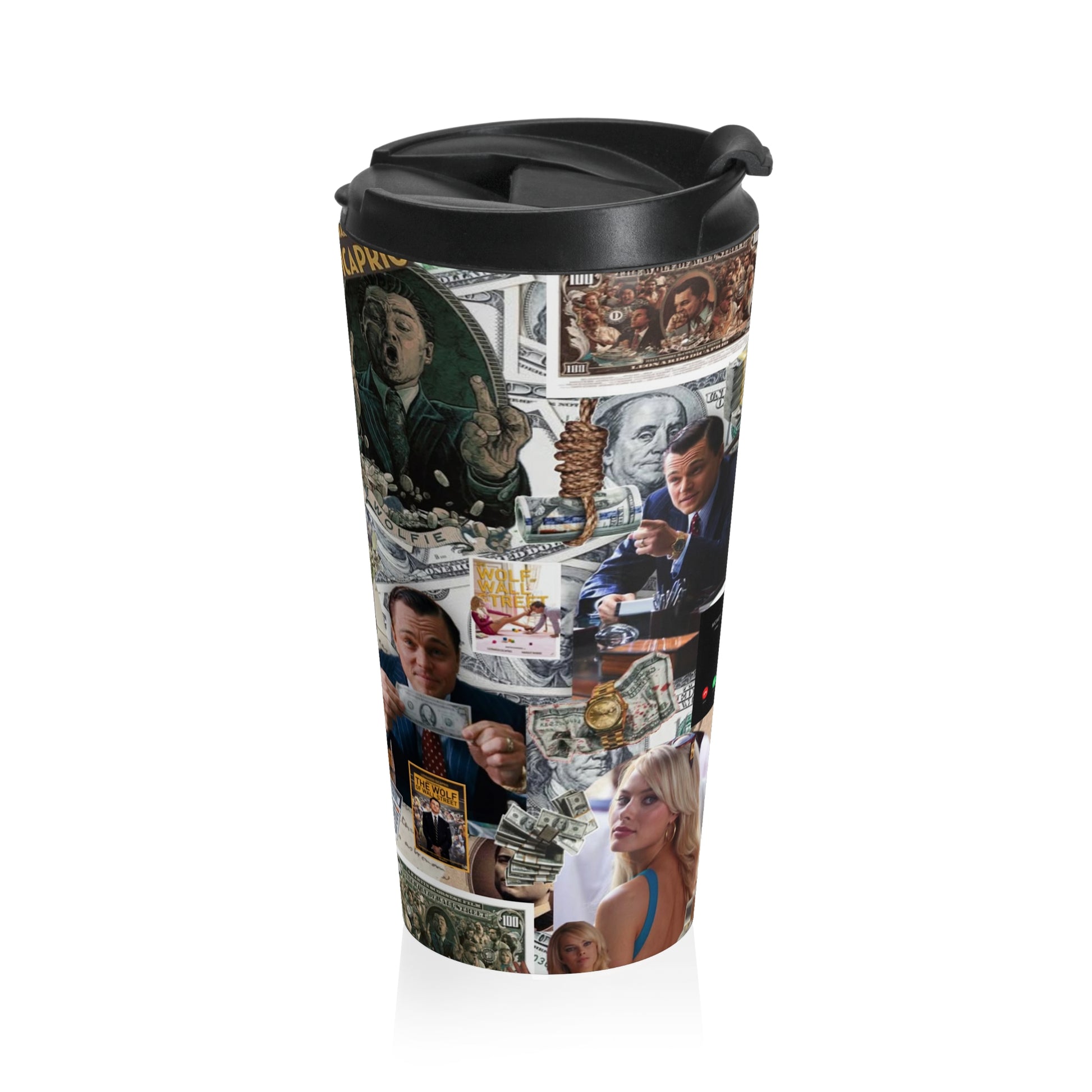 Pop Culture Collage Stainless Steel Travel Mug - Perfect for Movie Lovers!