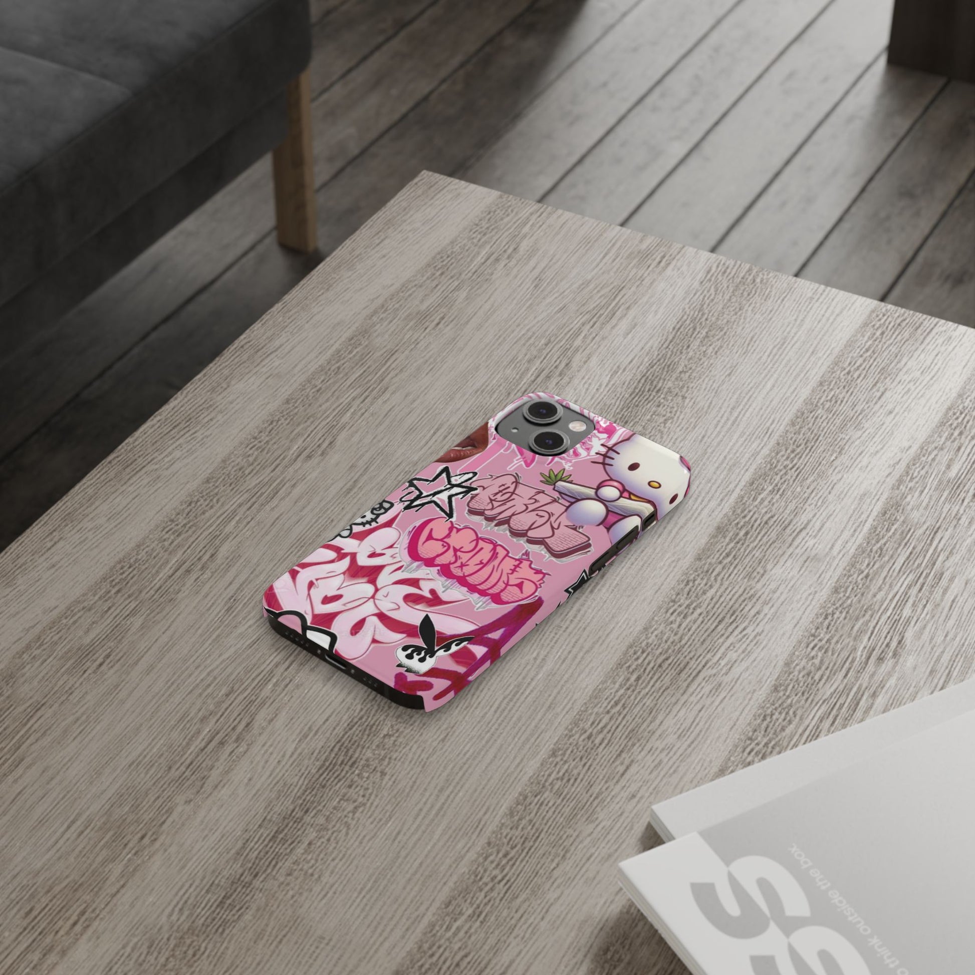 Trendy Hello Kitty Slim Phone Case - Graffiti Style, Cute and Stylish