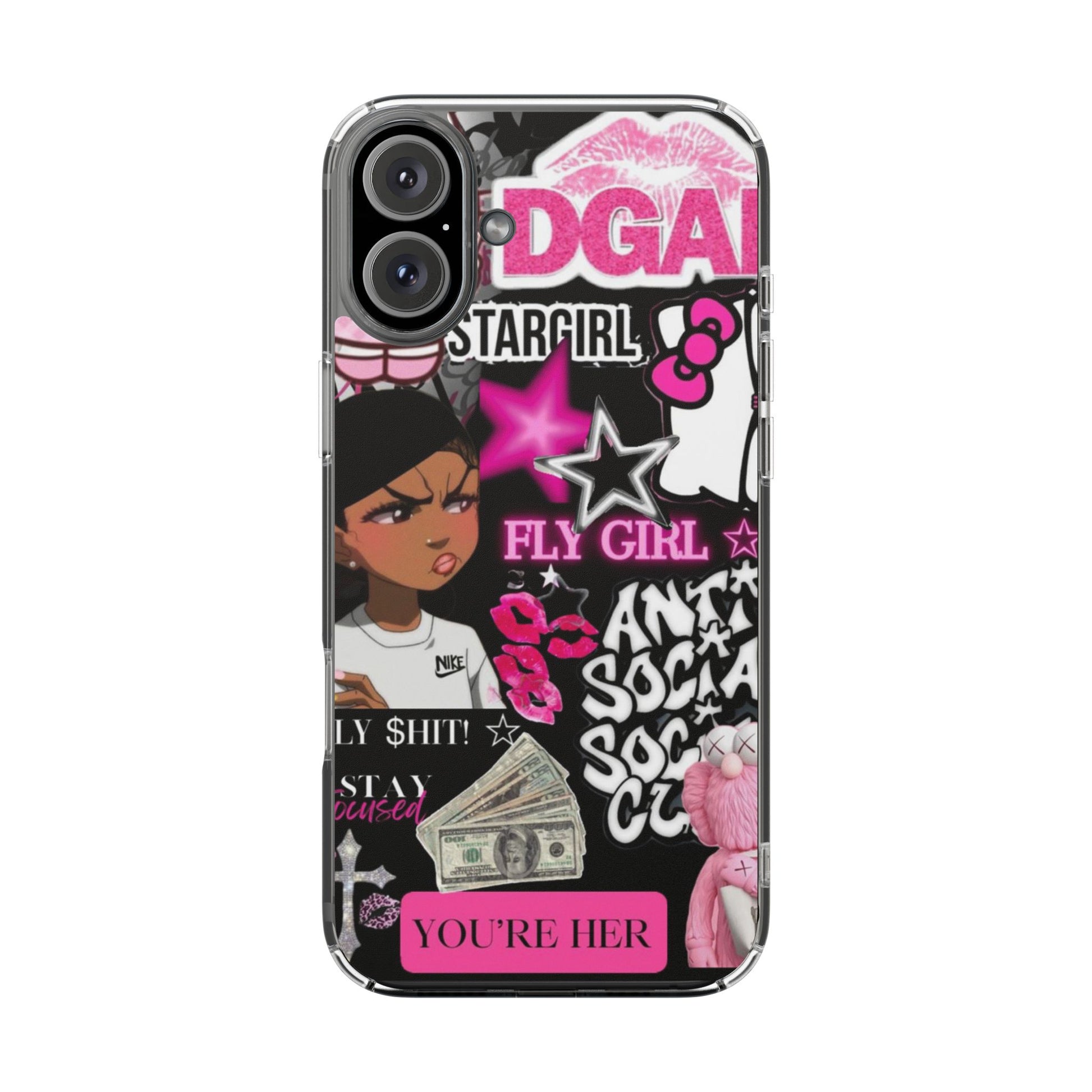 Trendy Clear Phone Case - Bold & Playful Design for Style Lovers