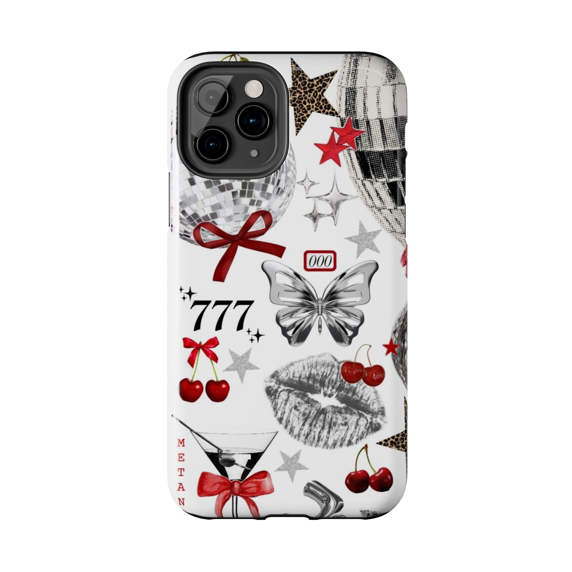 Glamorous Tough Phone Case with Disco Theme and Cherry Accents