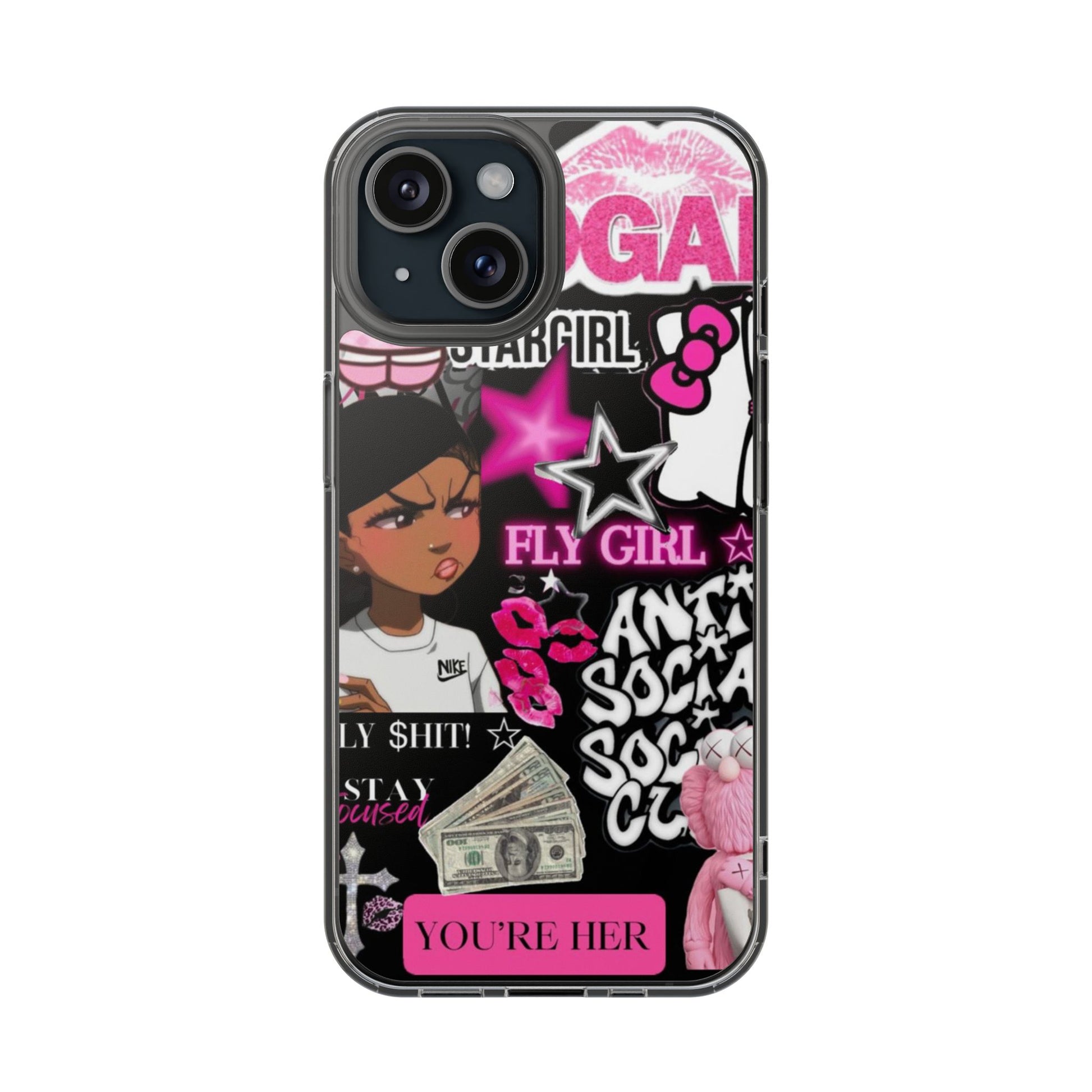 Trendy Clear Phone Case - Bold & Playful Design for Style Lovers