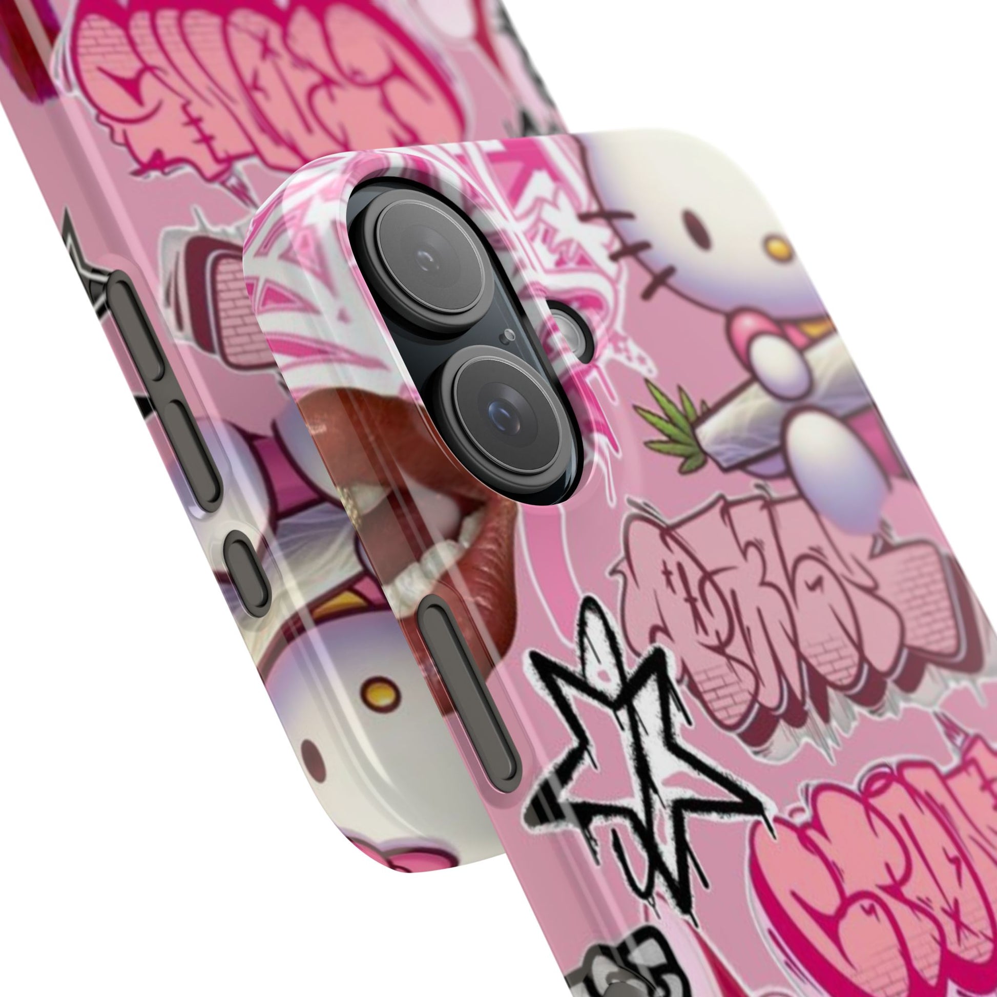 Trendy Hello Kitty Slim Phone Case - Graffiti Style, Cute and Stylish