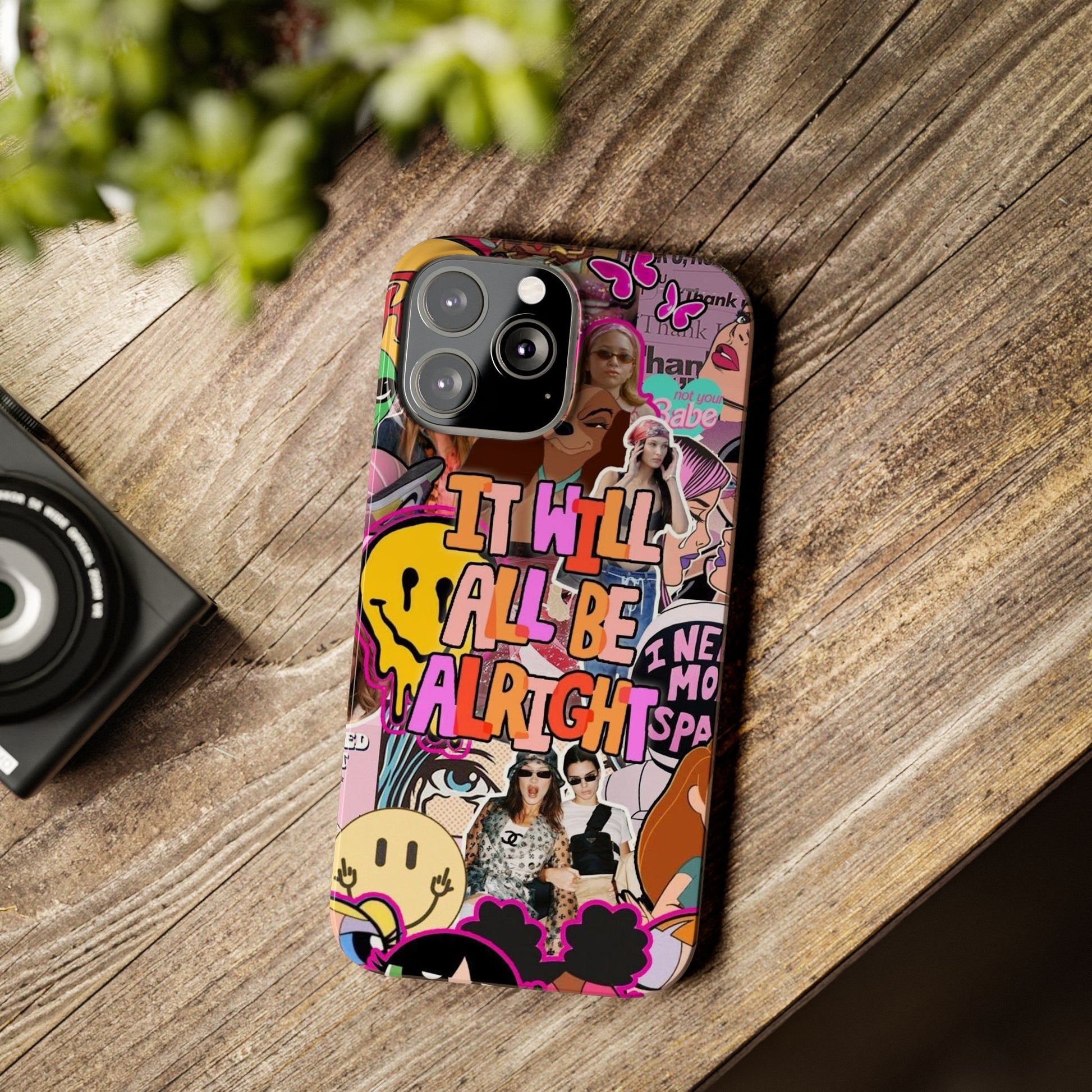 Vibrant Slim Phone Case - 'It Will All Be Alright' Collage Design