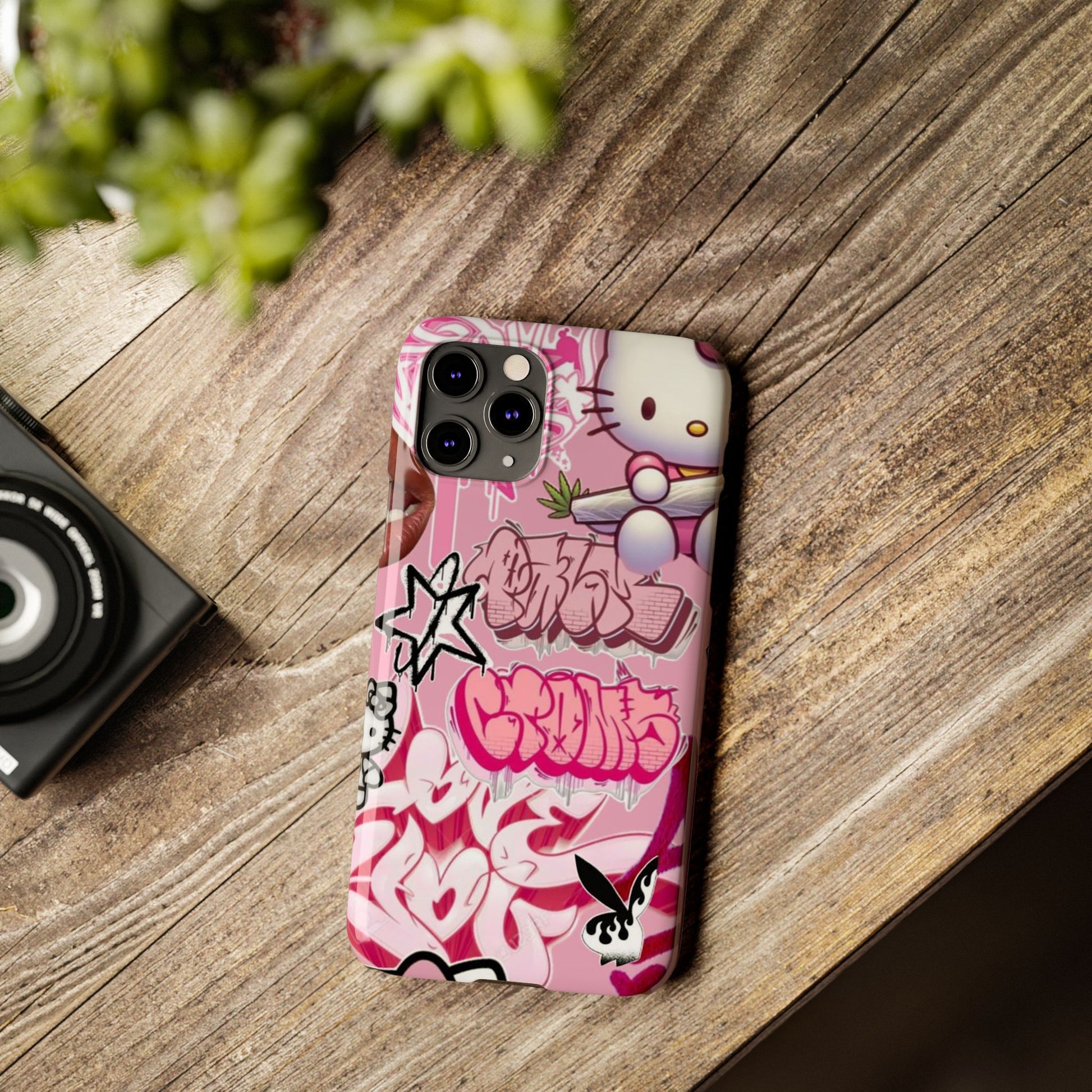 Trendy Hello Kitty Slim Phone Case - Graffiti Style, Cute and Stylish