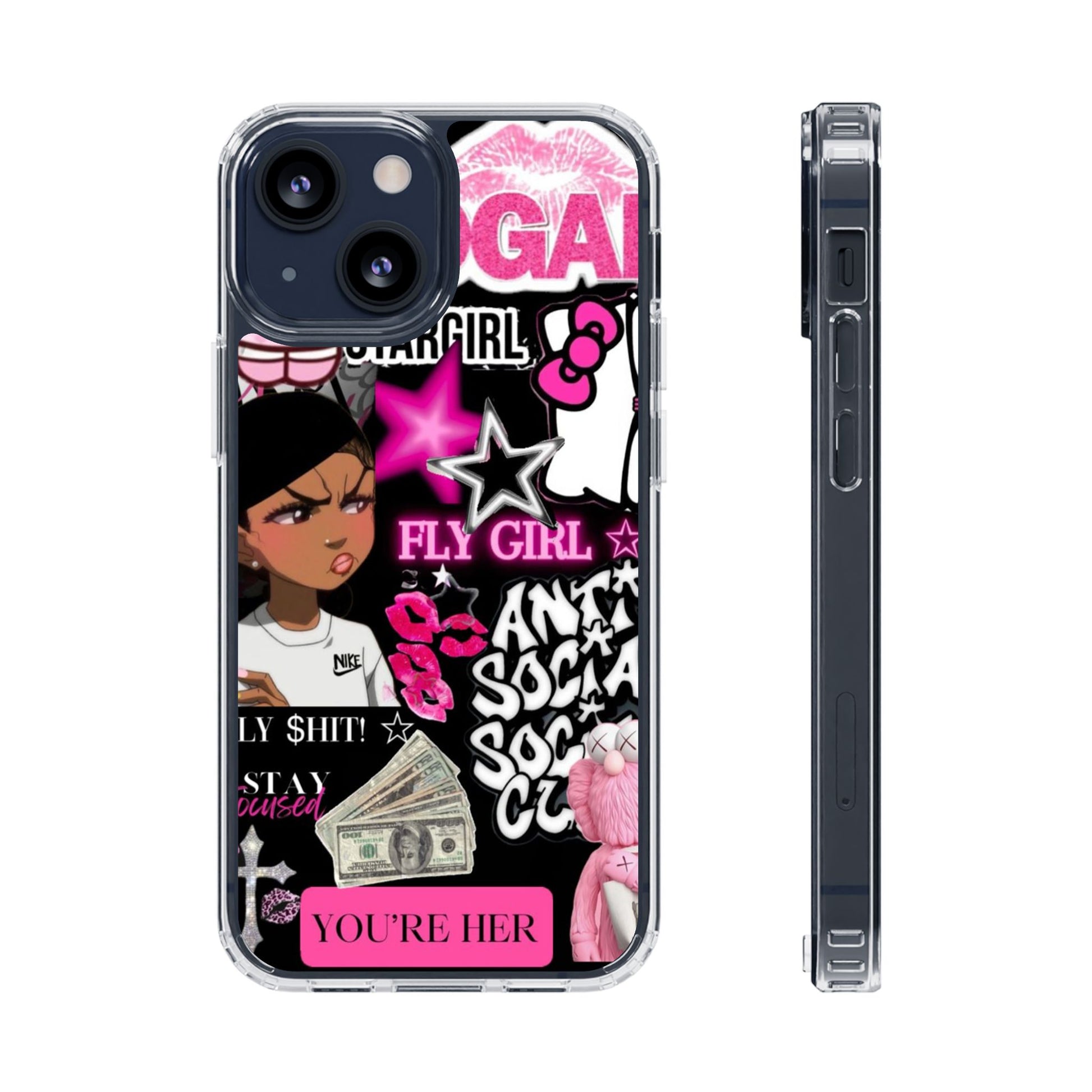 Trendy Clear Phone Case - Bold & Playful Design for Style Lovers