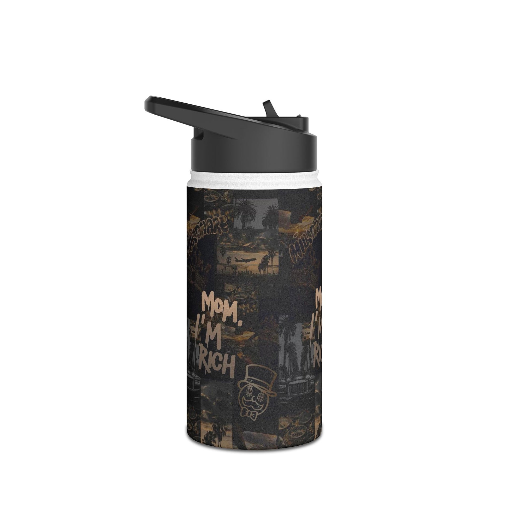 Mom, I'm Rich Stainless Steel Water Bottle - Urban Chic Design for Motivation and Style