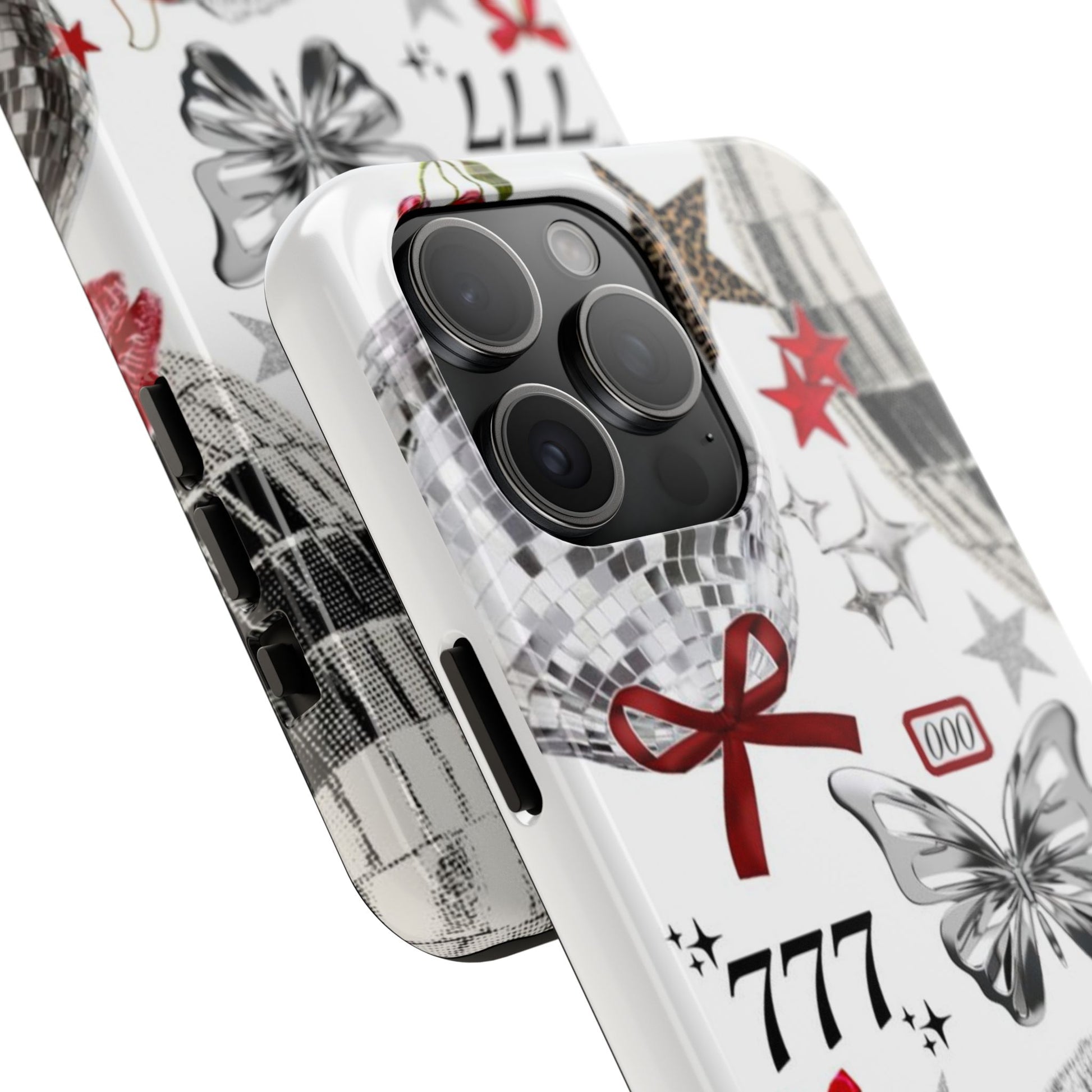 Glamorous Tough Phone Case with Disco Theme and Cherry Accents