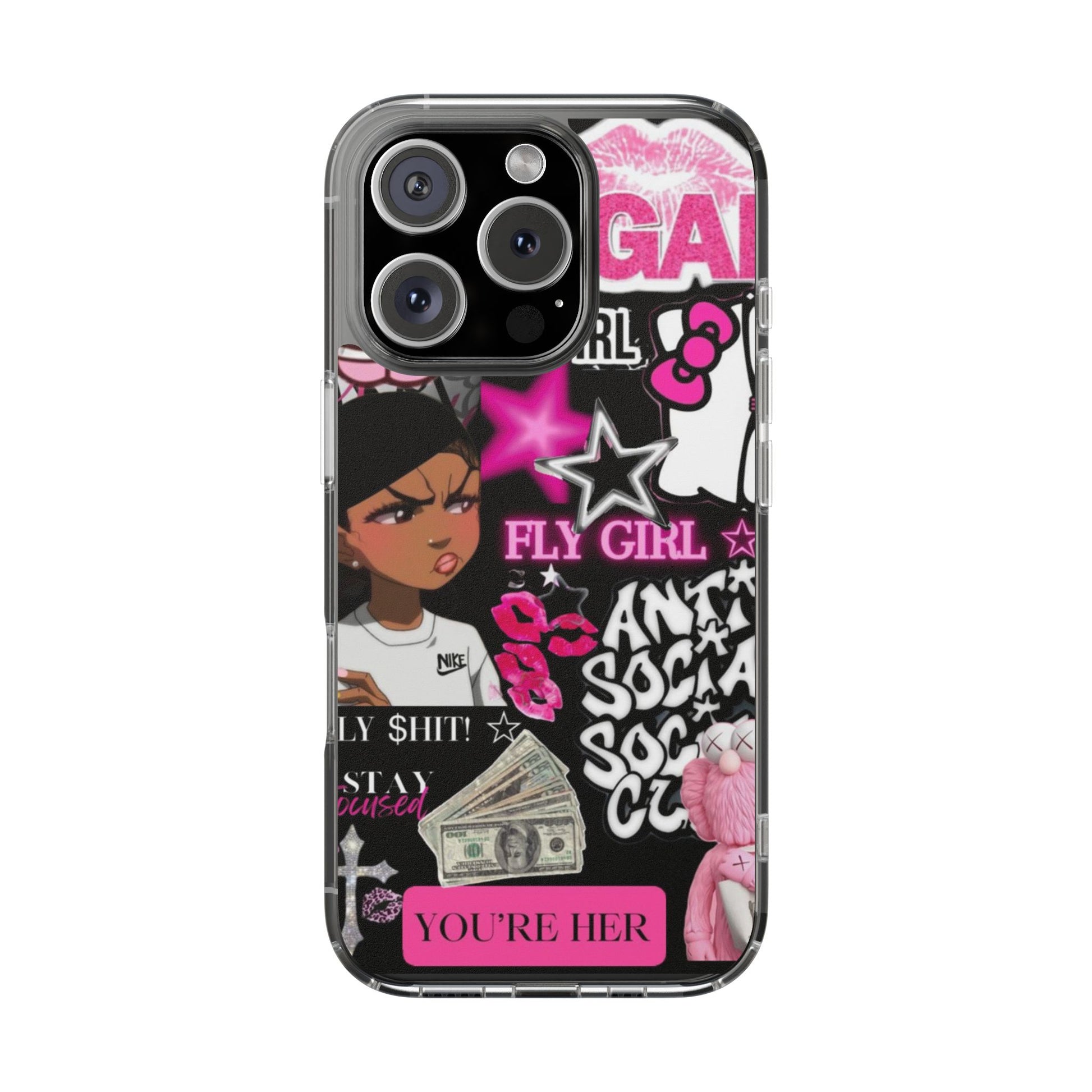 Trendy Clear Phone Case - Bold & Playful Design for Style Lovers