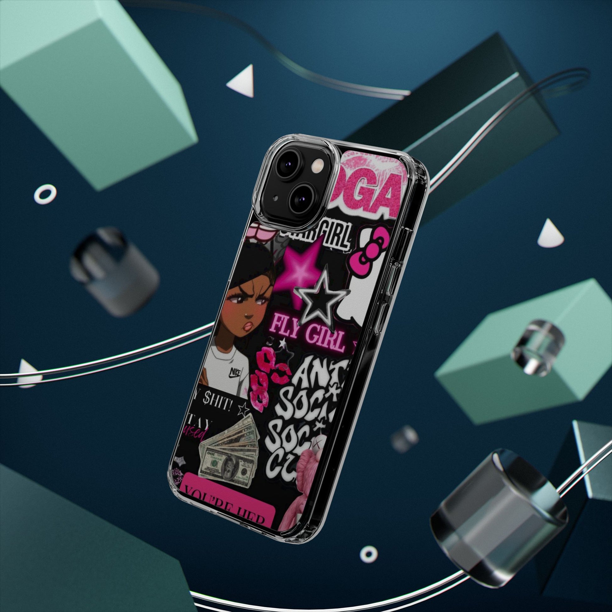 Trendy Clear Phone Case - Bold & Playful Design for Style Lovers