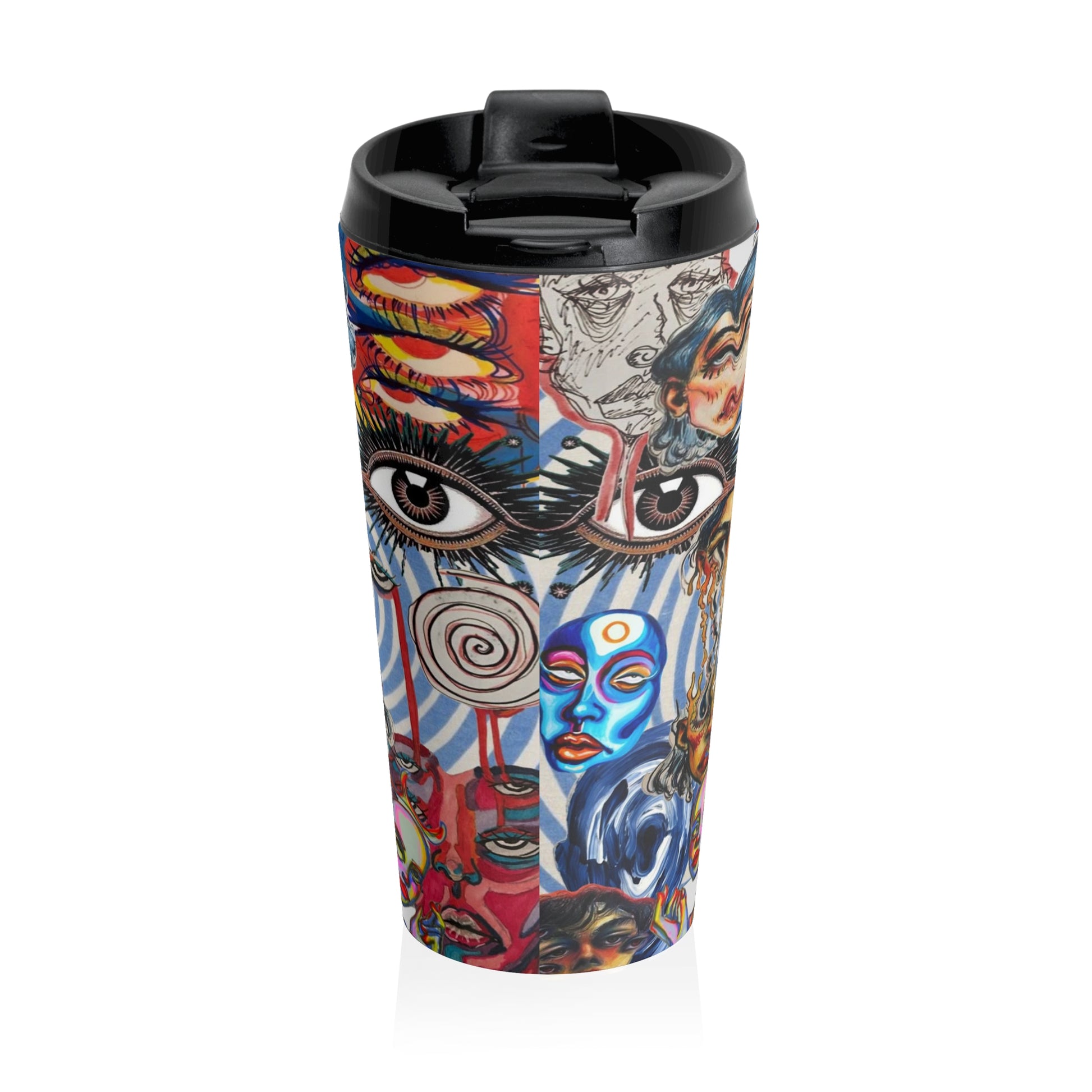 Artistic Stainless Steel Travel Mug - Colorful Designs for Creative Souls