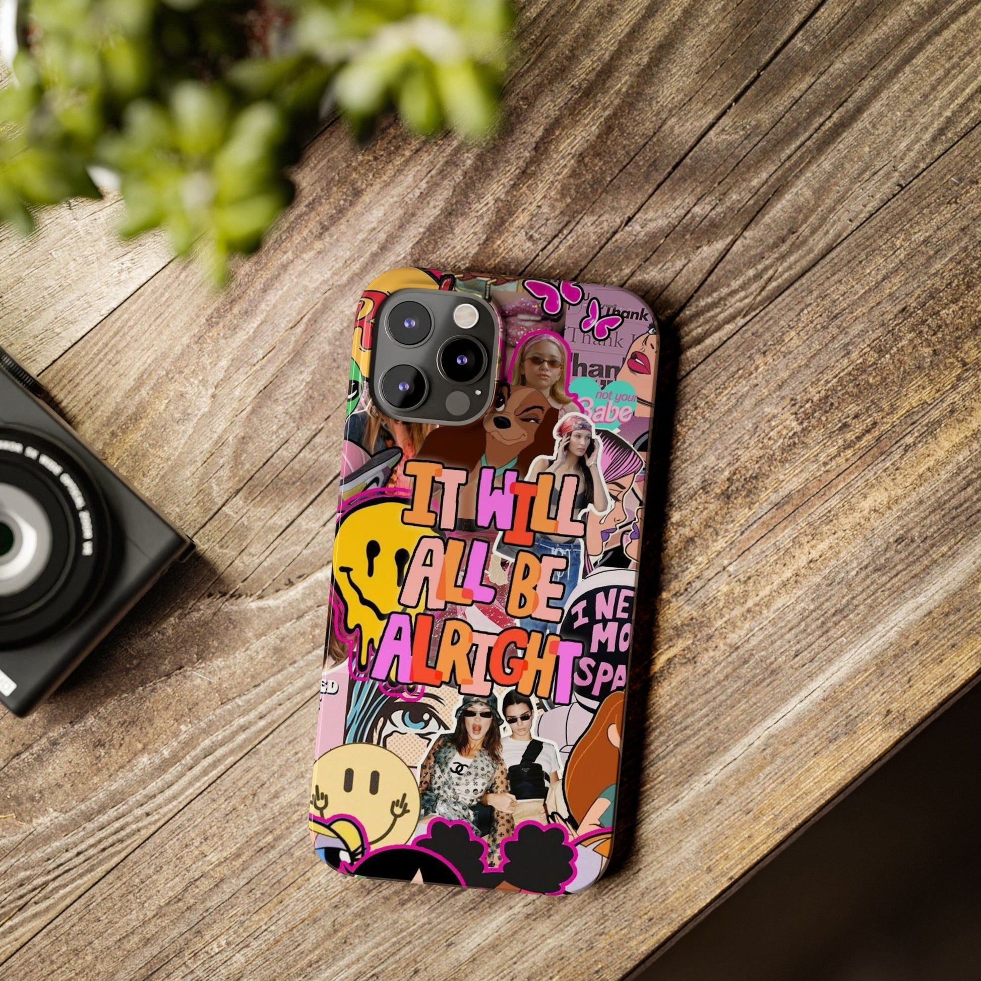 Vibrant Slim Phone Case - 'It Will All Be Alright' Collage Design