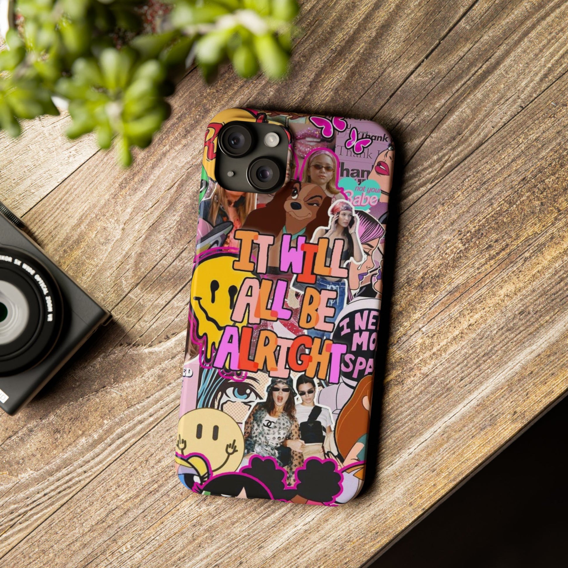 Vibrant Slim Phone Case - 'It Will All Be Alright' Collage Design