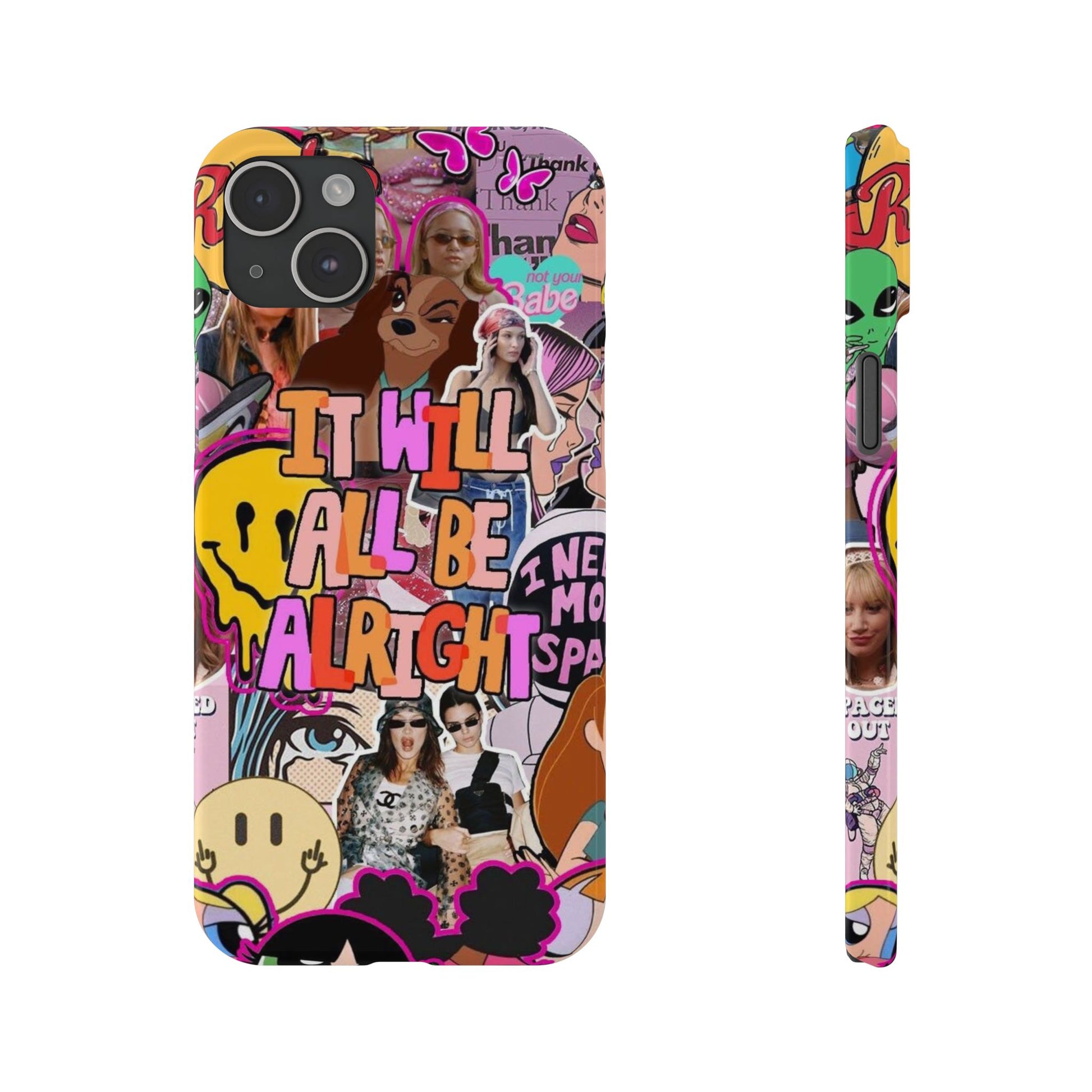 Vibrant Slim Phone Case - 'It Will All Be Alright' Collage Design